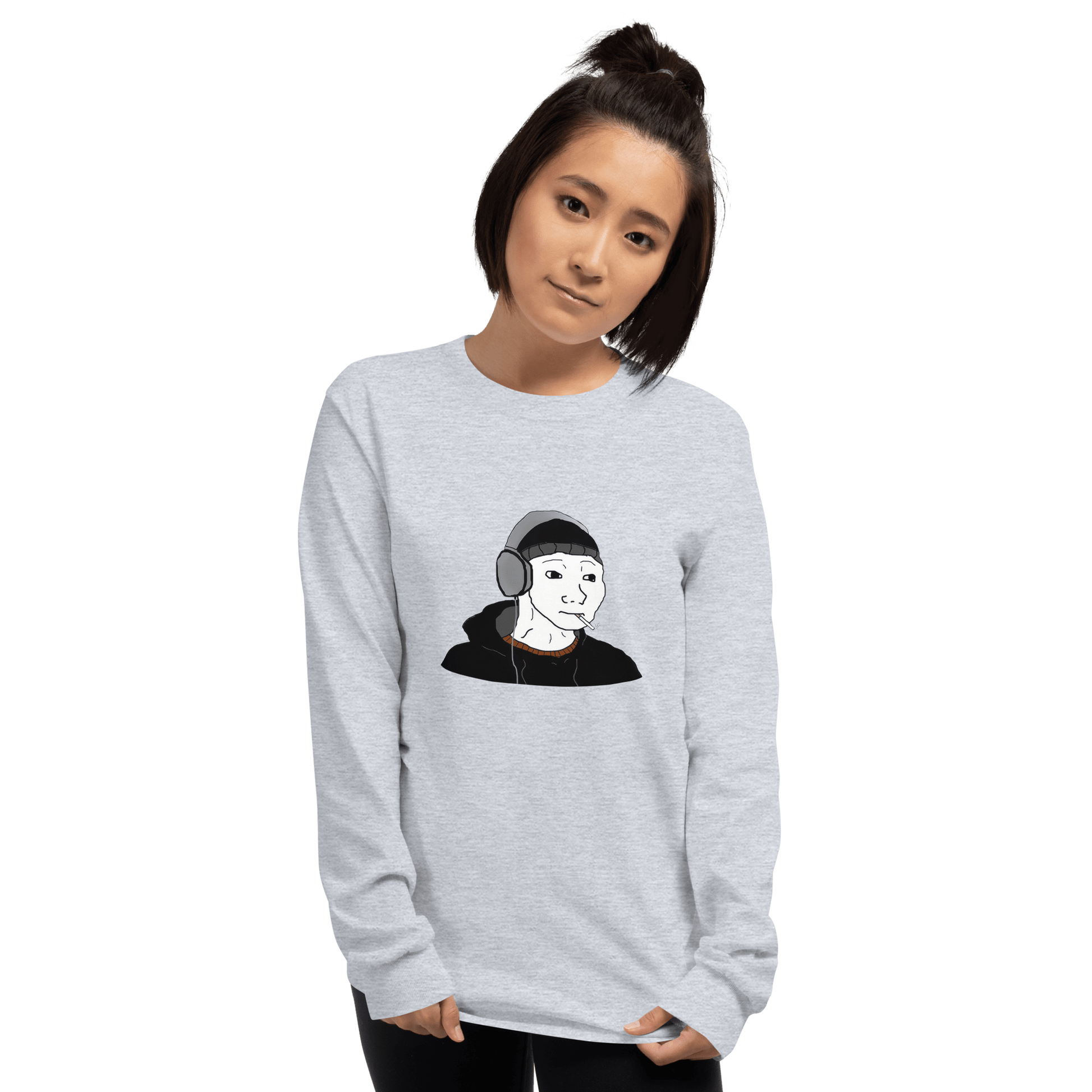 Doomer Wojak Long Sleeve T-Shirt Meme - Sport Grey | Shirtposting