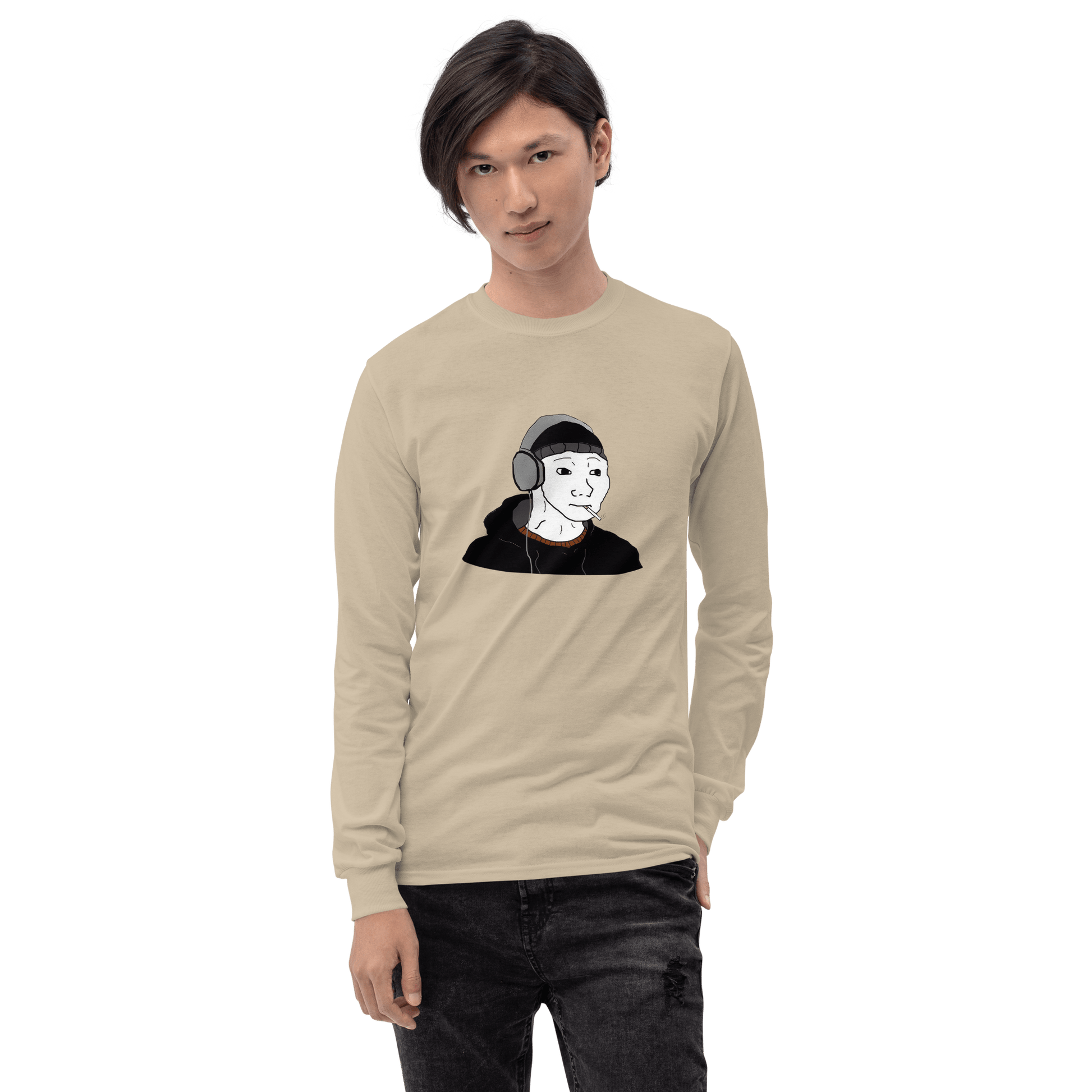 Doomer Wojak Long Sleeve T-Shirt Meme - Sport Grey | Shirtposting