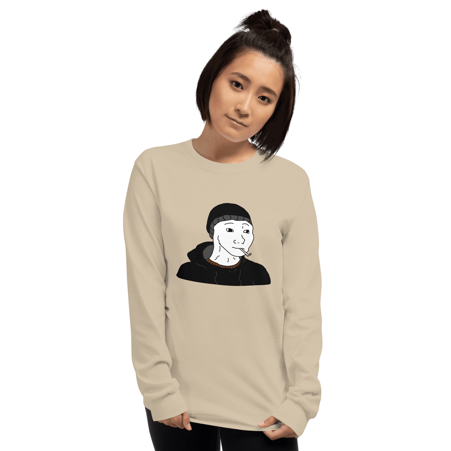 Doomer Wojak Long Sleeve T-Shirt Meme - Sport Grey | Shirtposting