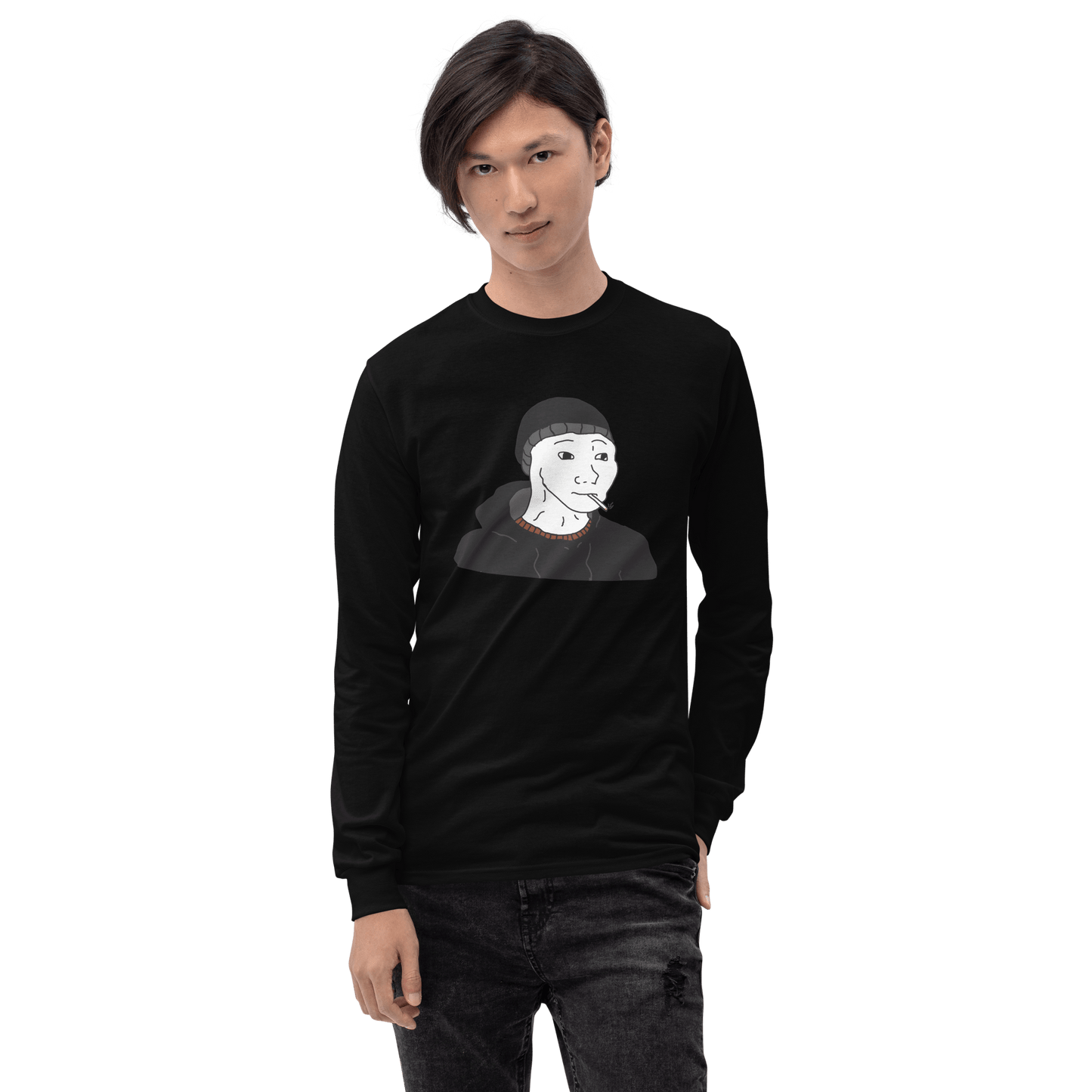 Doomer Wojak Long Sleeve T-Shirt Meme - Sport Grey | Shirtposting