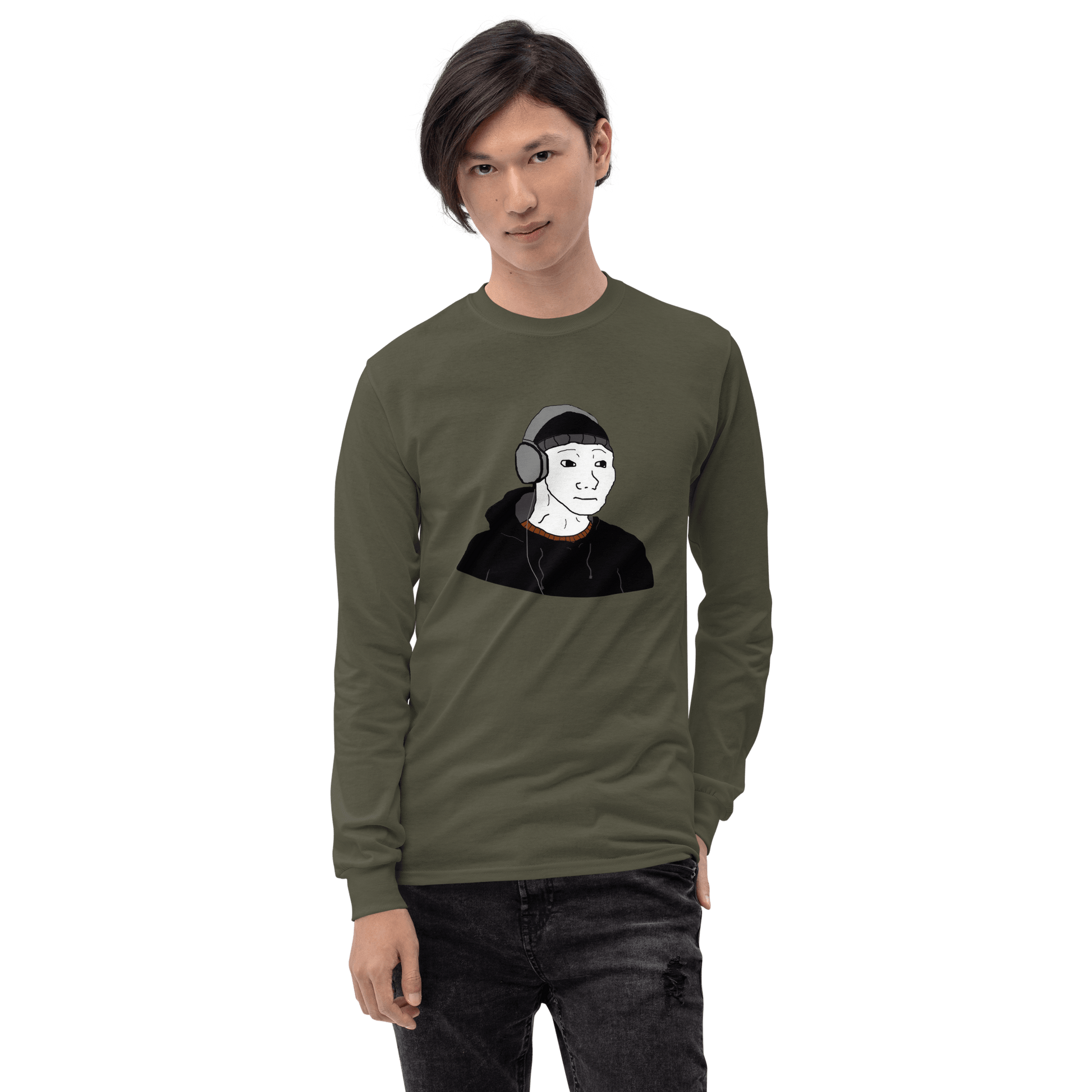 Doomer Wojak Long Sleeve T-Shirt Meme - Sport Grey | Shirtposting