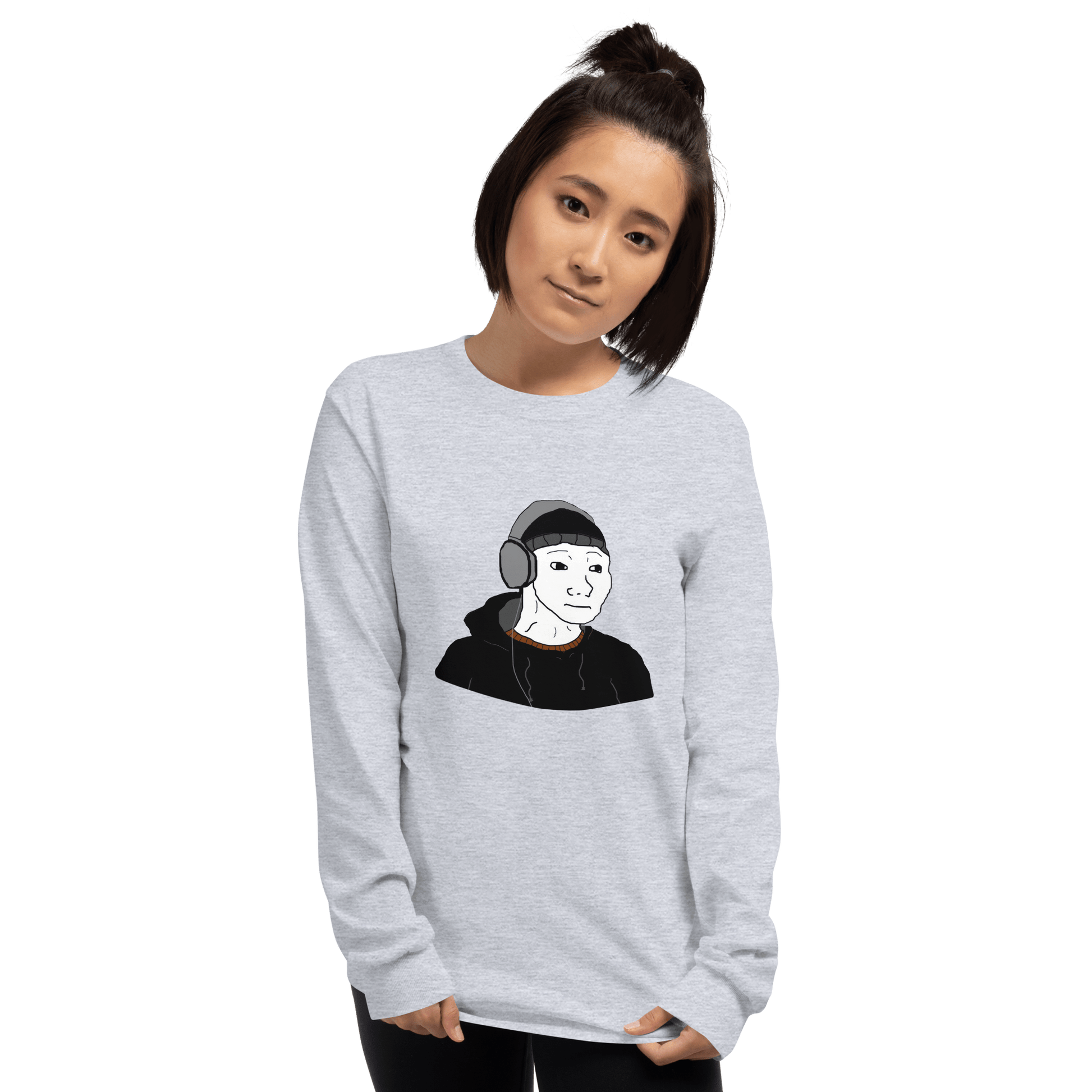 Doomer Wojak Long Sleeve T-Shirt Meme - Sport Grey | Shirtposting