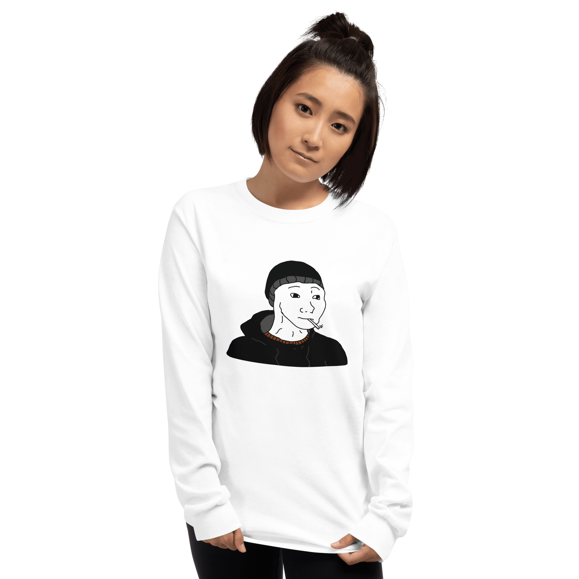 Doomer Wojak Long Sleeve T-Shirt Meme - Sport Grey | Shirtposting