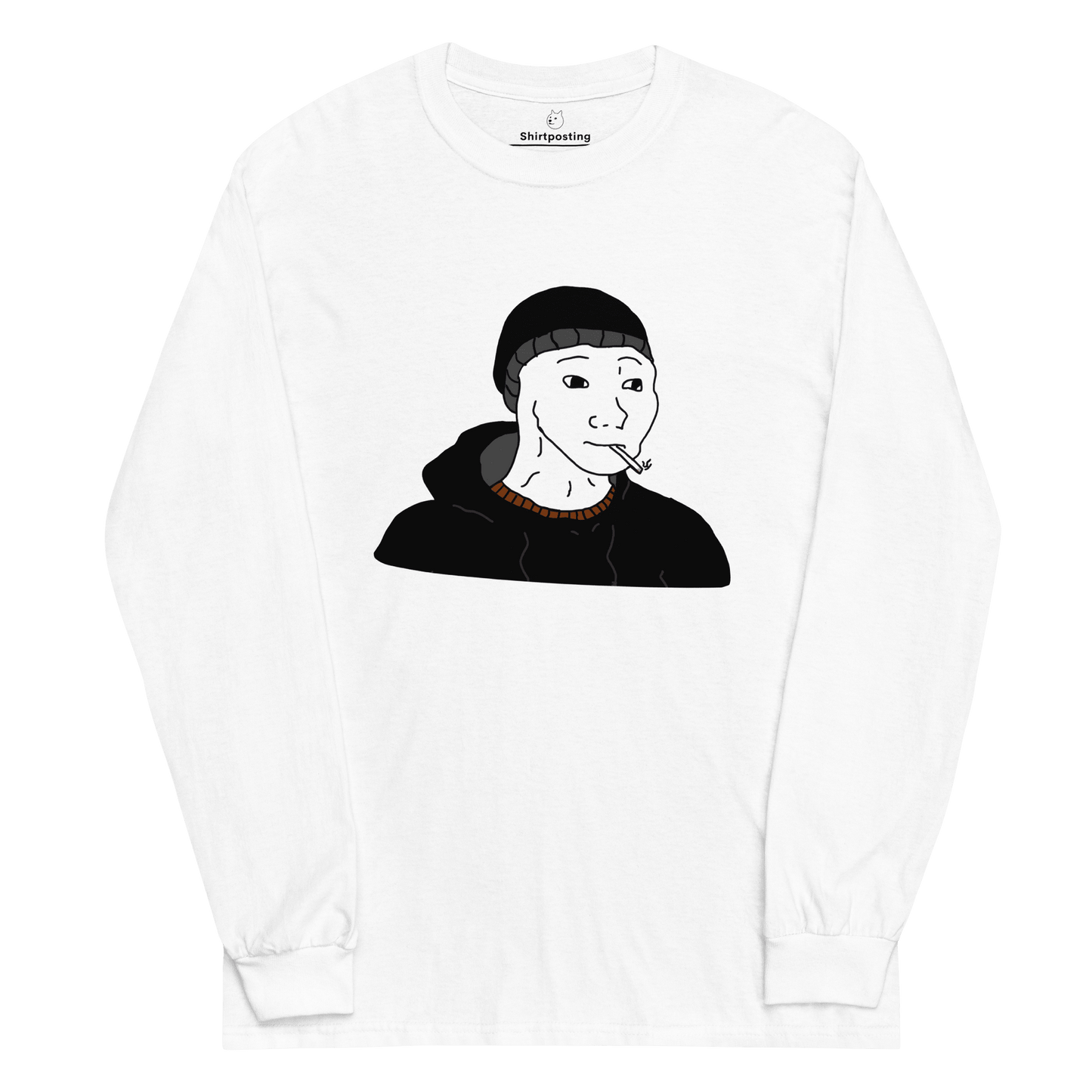 Doomer Wojak Long Sleeve T-Shirt Meme - White | Shirtposting