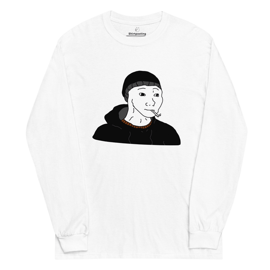 Doomer Wojak Long Sleeve T-Shirt Meme - White | Shirtposting