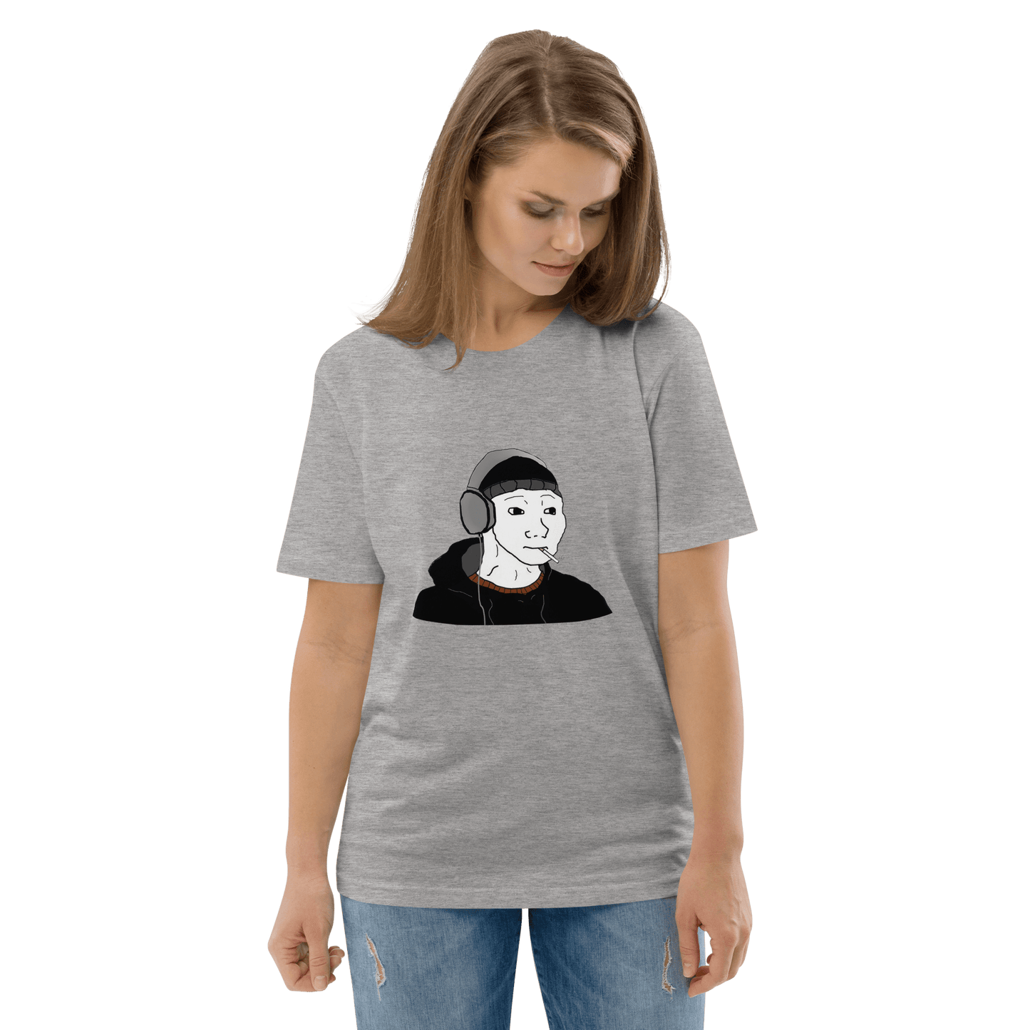 Doomer Wojak Premium Organic T-Shirt Meme - Dark Heather Grey | Shirtposting
