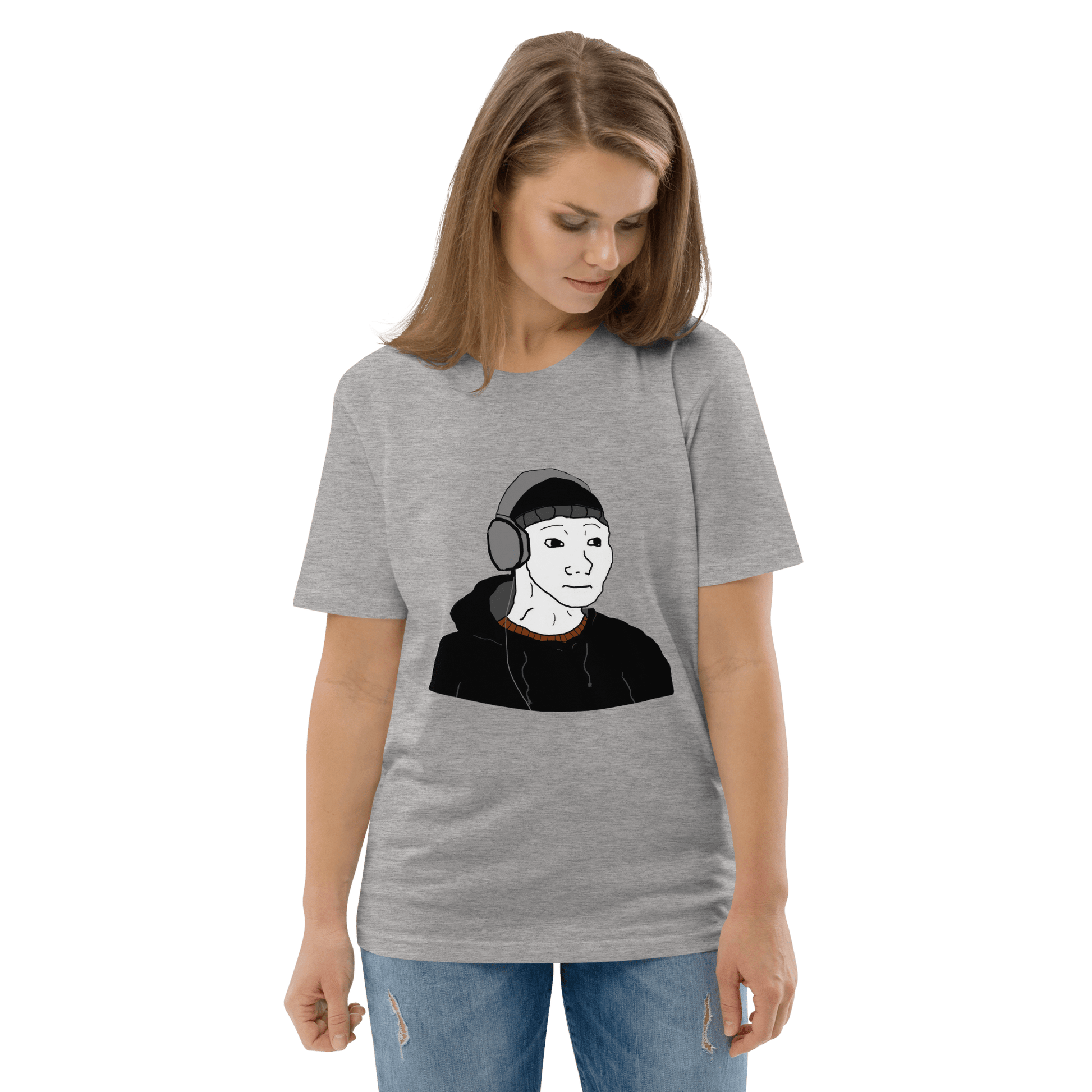 Doomer Wojak Premium Organic T-Shirt Meme - Dark Heather Grey | Shirtposting