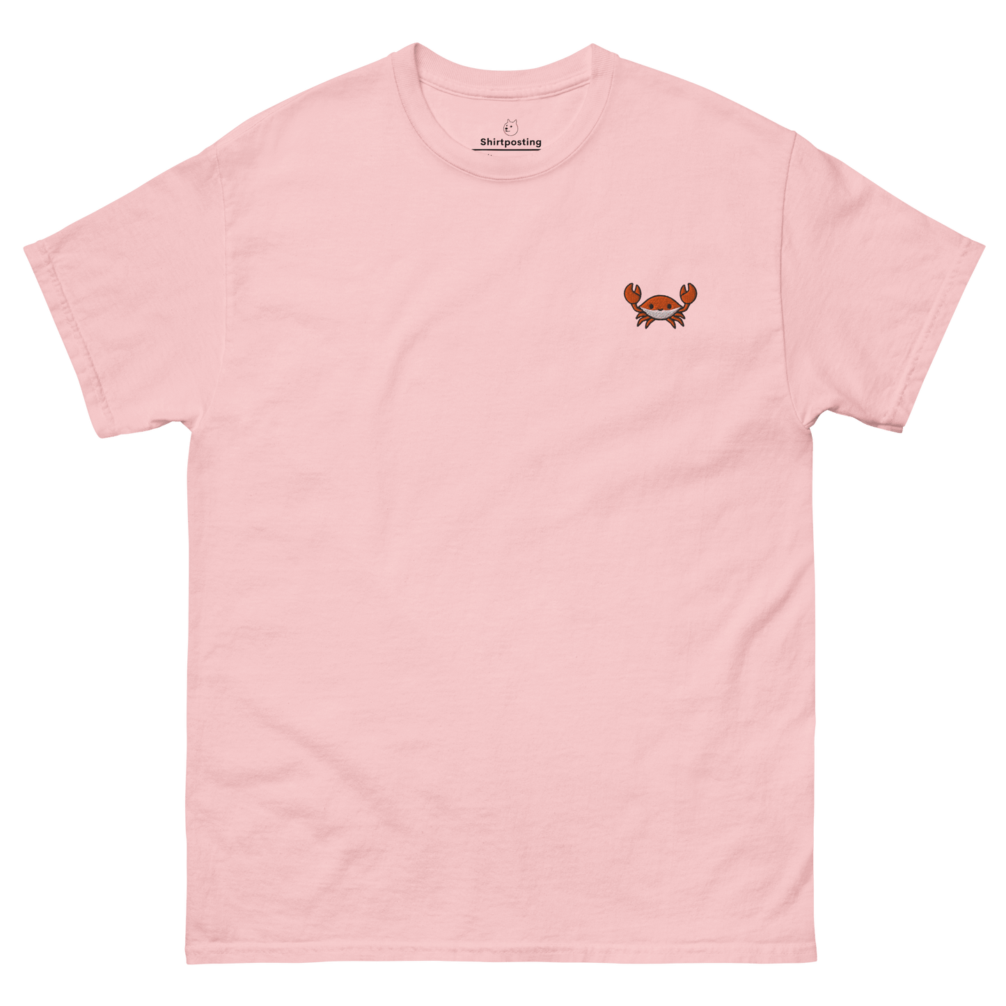 Embroidery Crab Classic T-Shirt Meme - Light Pink | Shirtposting