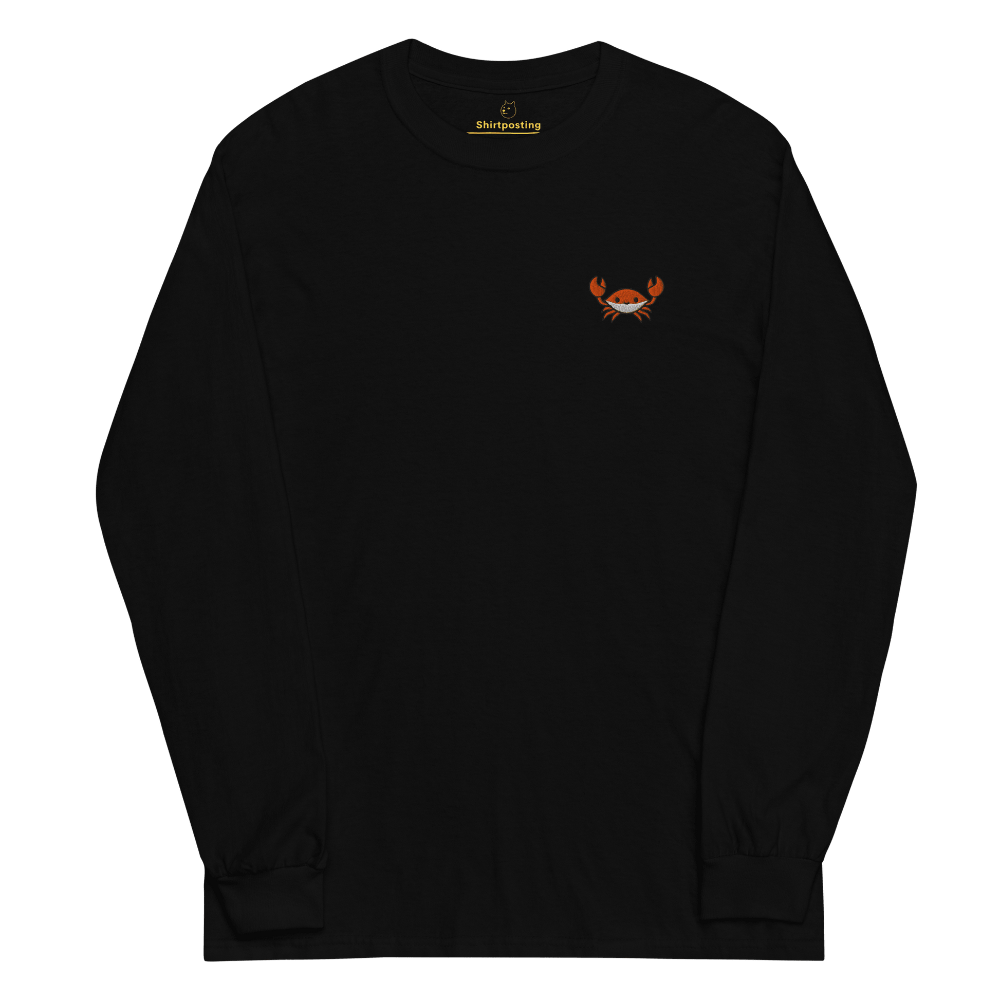 Embroidery Crab Long Sleeve T-Shirt Meme - Black | Shirtposting