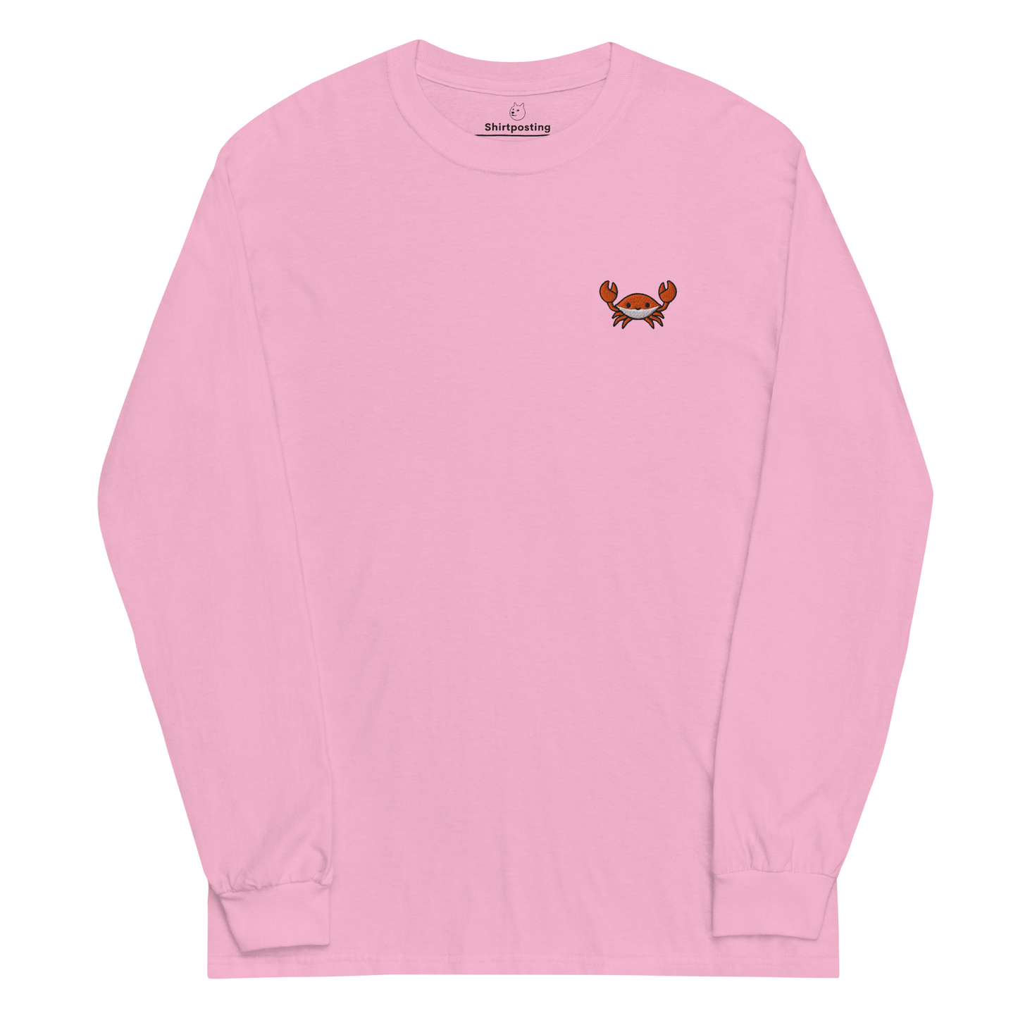 Embroidery Crab Long Sleeve T-Shirt Meme - Light Pink | Shirtposting