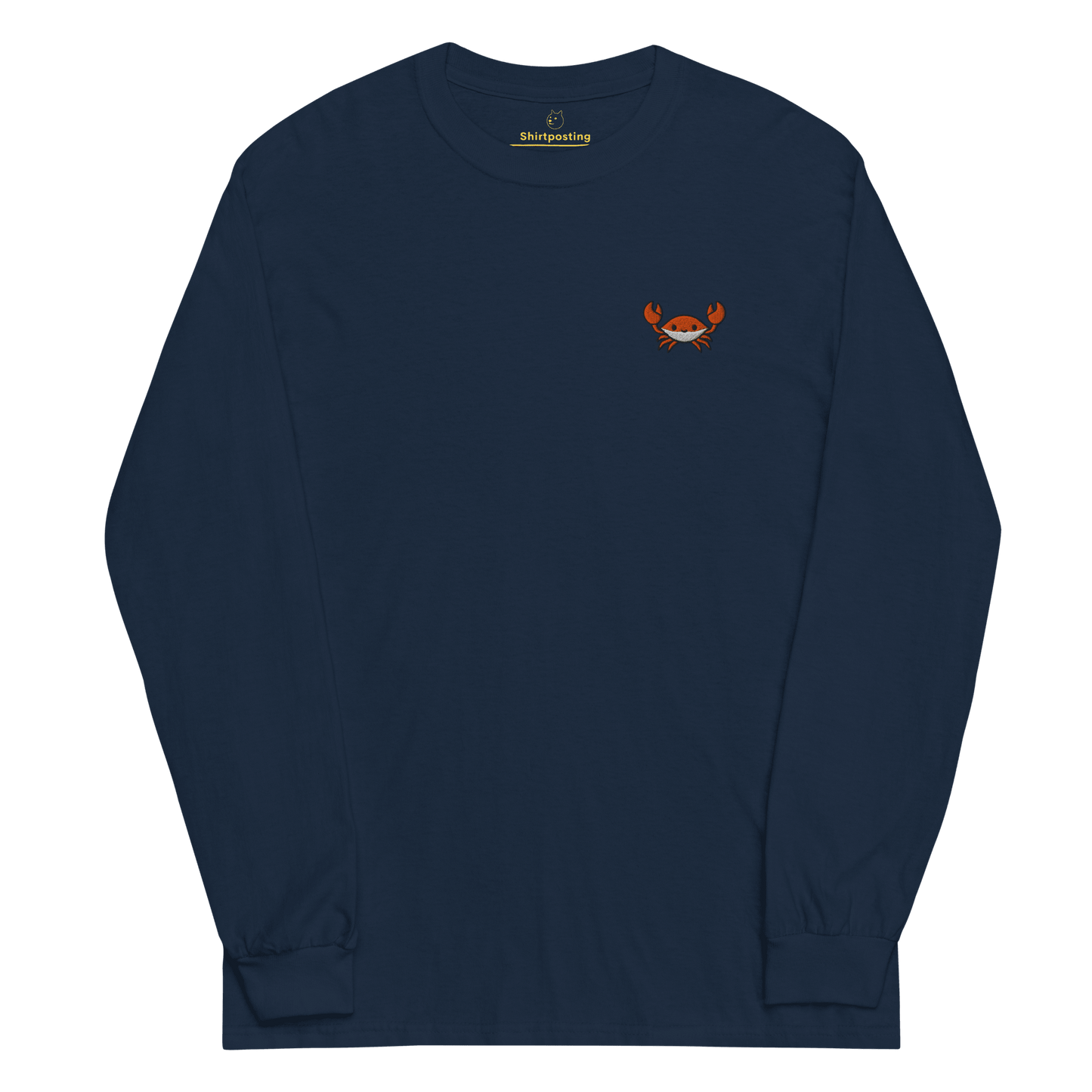 Embroidery Crab Long Sleeve T-Shirt Meme - Navy | Shirtposting