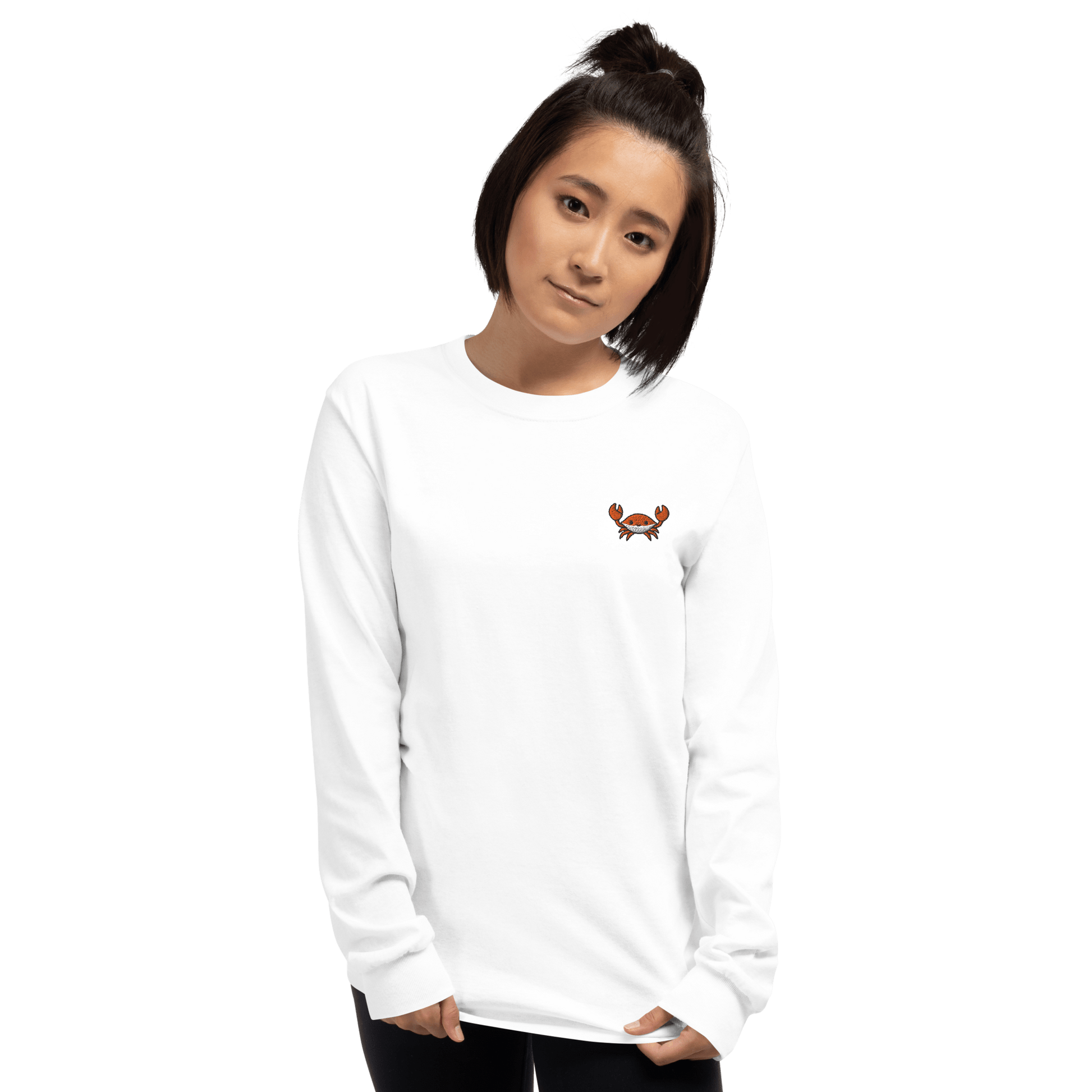 Embroidery Crab Long Sleeve T-Shirt Meme - Sport Grey | Shirtposting