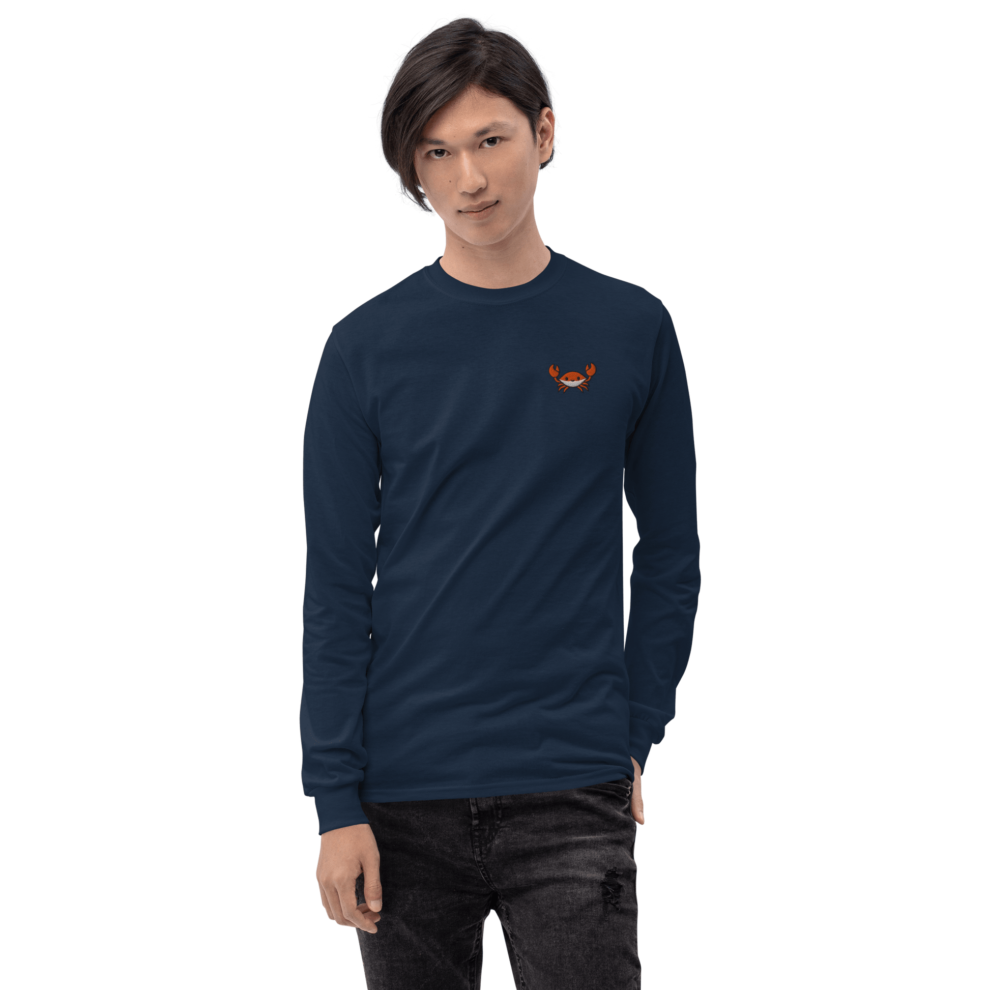 Embroidery Crab Long Sleeve T-Shirt Meme - Sport Grey | Shirtposting