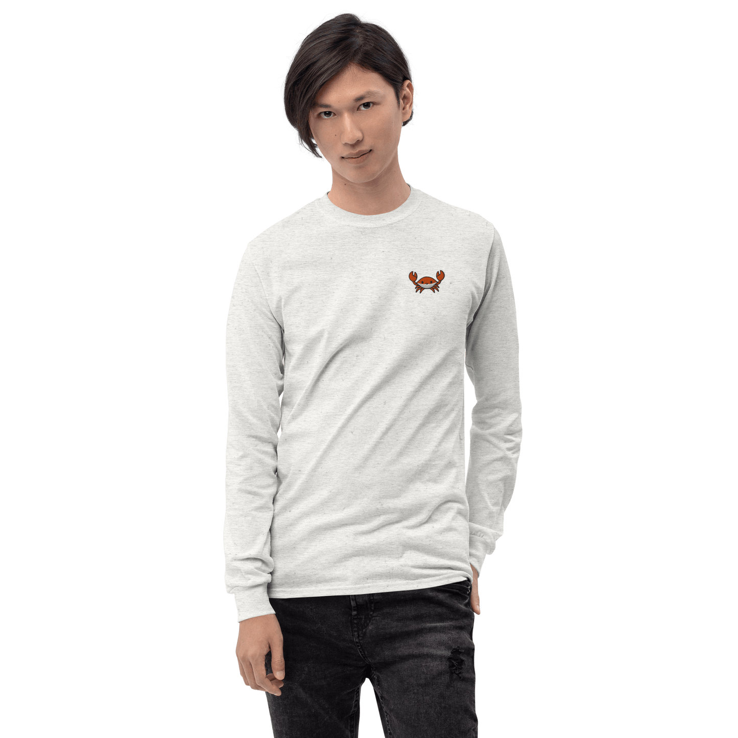 Embroidery Crab Long Sleeve T-Shirt Meme - Sport Grey | Shirtposting