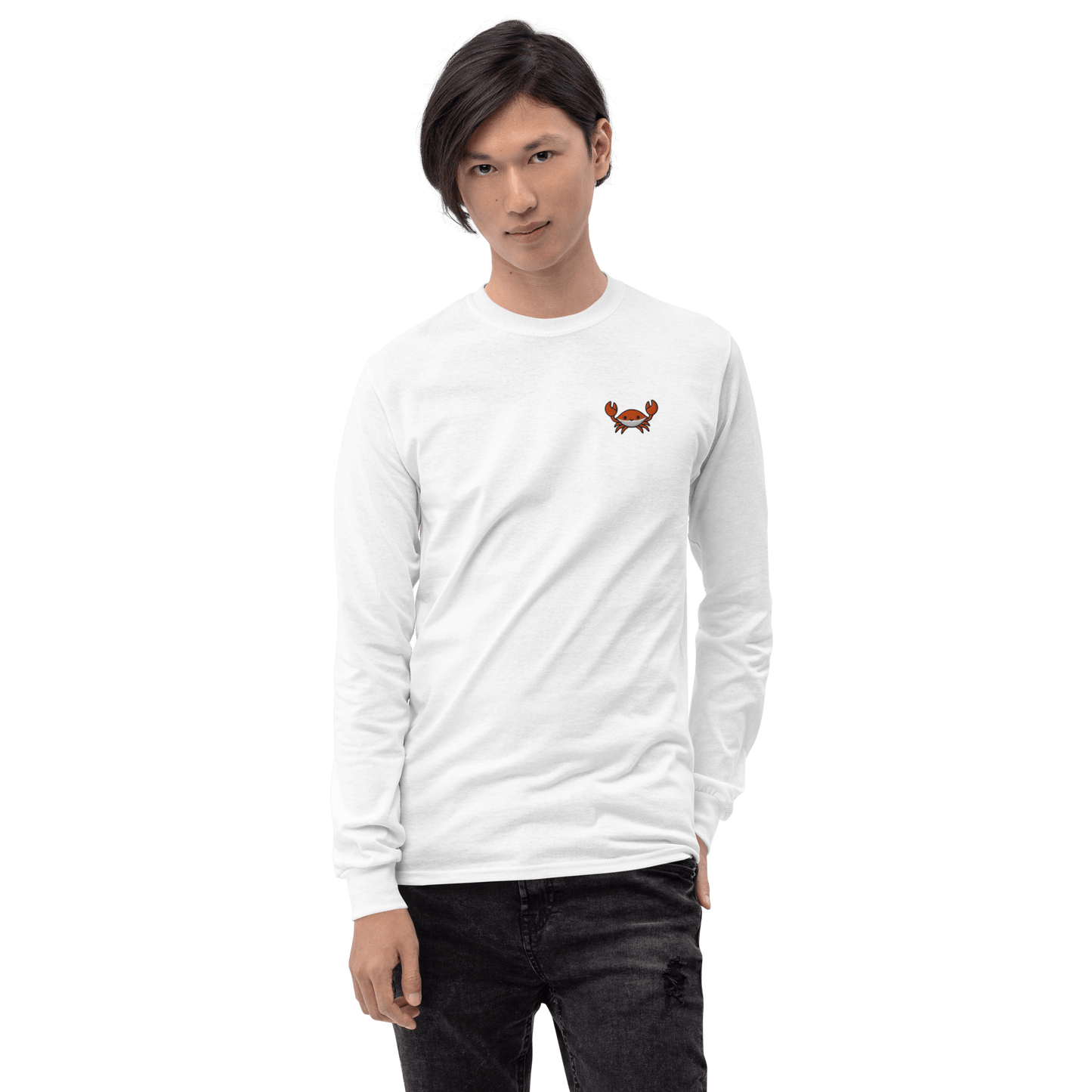 Embroidery Crab Long Sleeve T-Shirt Meme - Sport Grey | Shirtposting