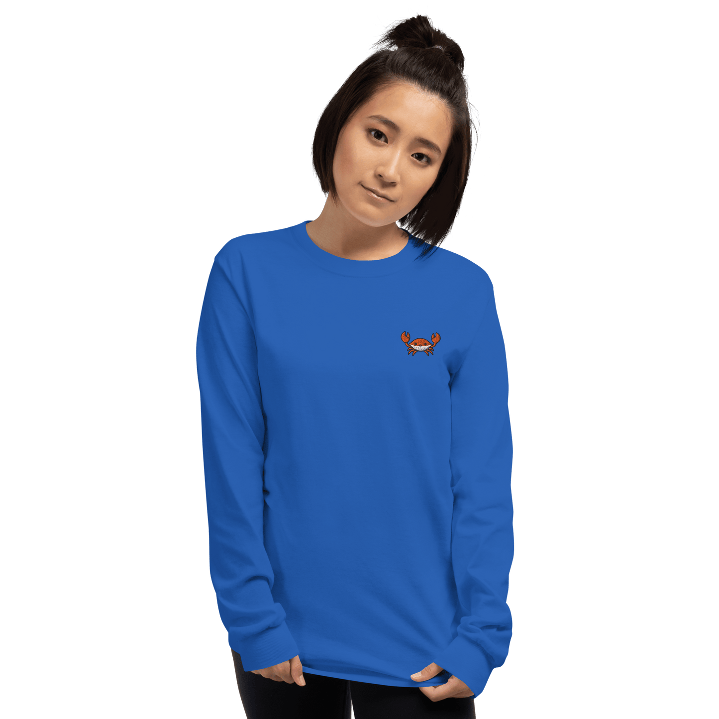 Embroidery Crab Long Sleeve T-Shirt Meme - Sport Grey | Shirtposting
