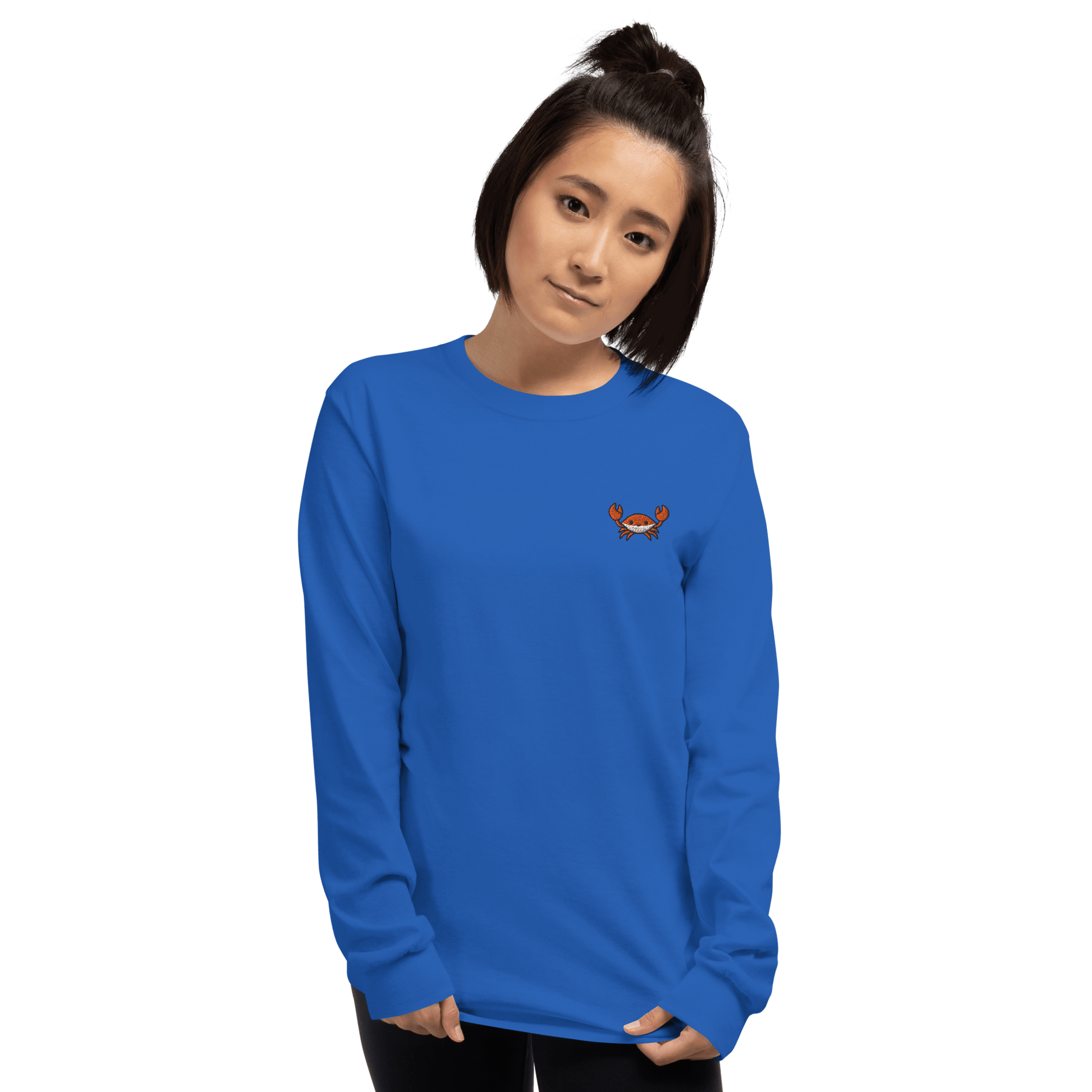 Embroidery Crab Long Sleeve T-Shirt Meme - Sport Grey | Shirtposting
