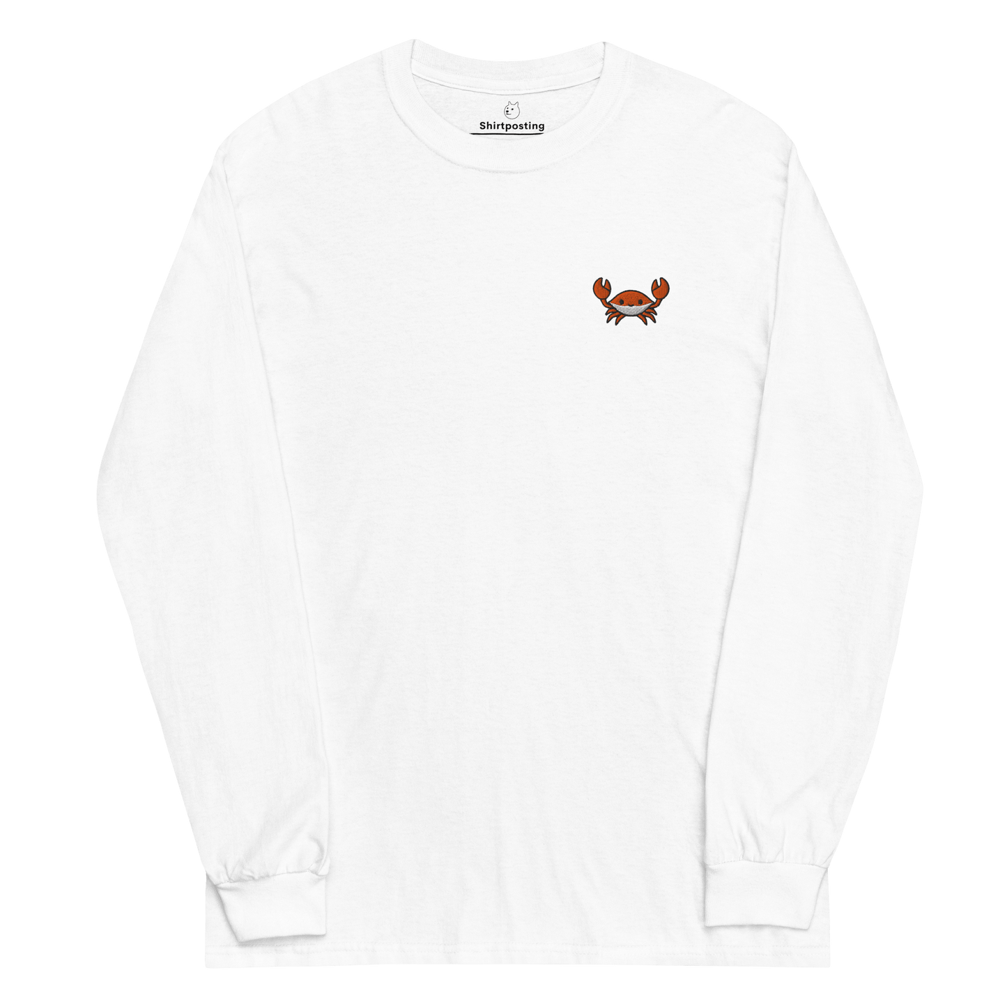 Embroidery Crab Long Sleeve T-Shirt Meme - White | Shirtposting
