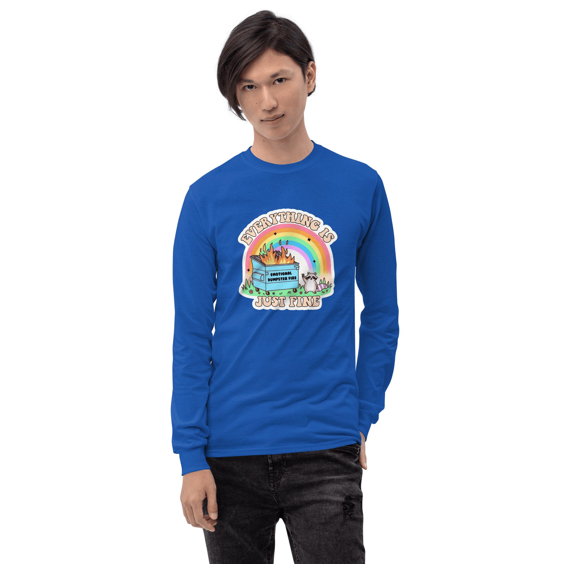 Everything Is Just Fine Long Sleeve T-Shirt Meme - Light Pink | Shirtposting