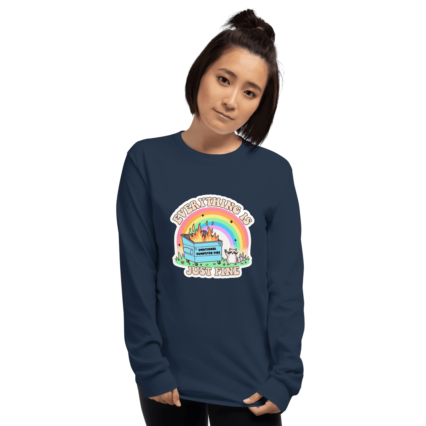 Everything Is Just Fine Long Sleeve T-Shirt Meme - Sport Grey | Shirtposting