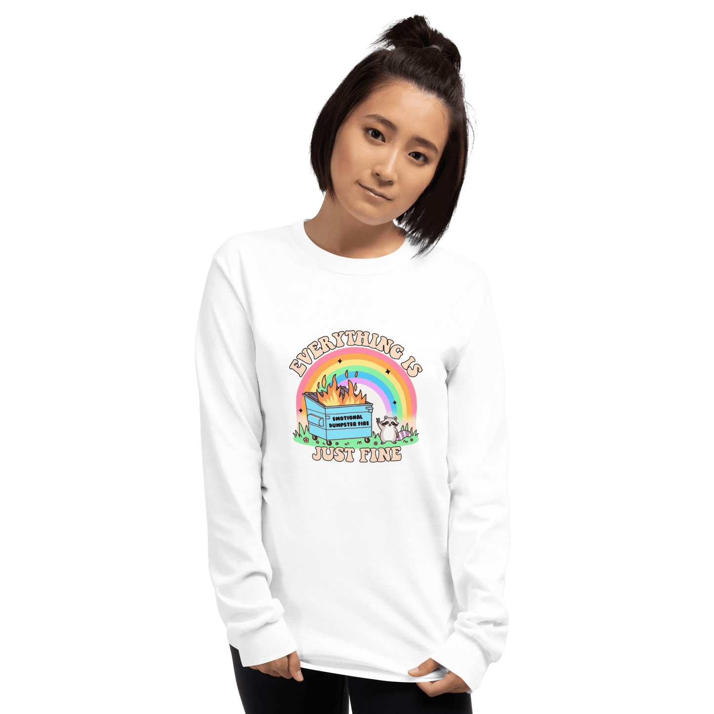 Everything Is Just Fine Long Sleeve T-Shirt Meme - Sport Grey | Shirtposting