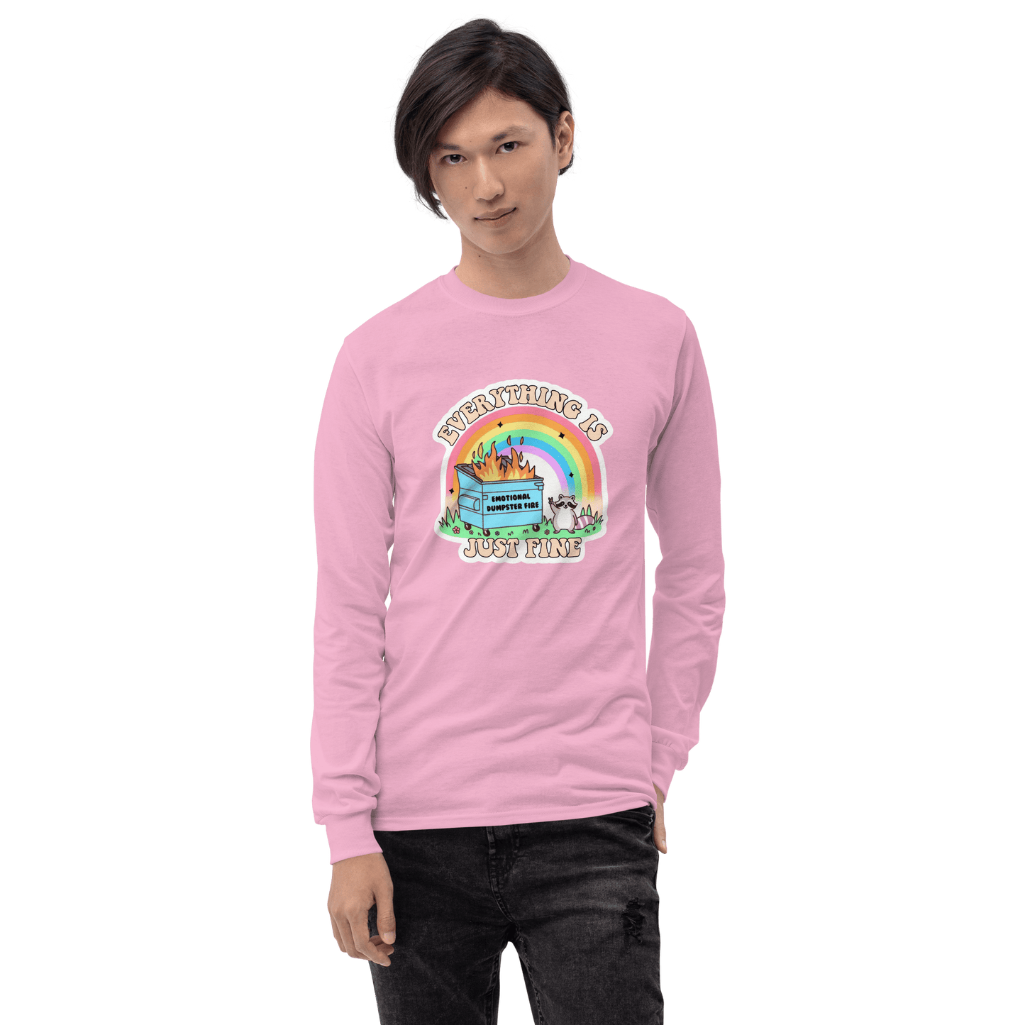 Everything Is Just Fine Long Sleeve T-Shirt Meme - Sport Grey | Shirtposting