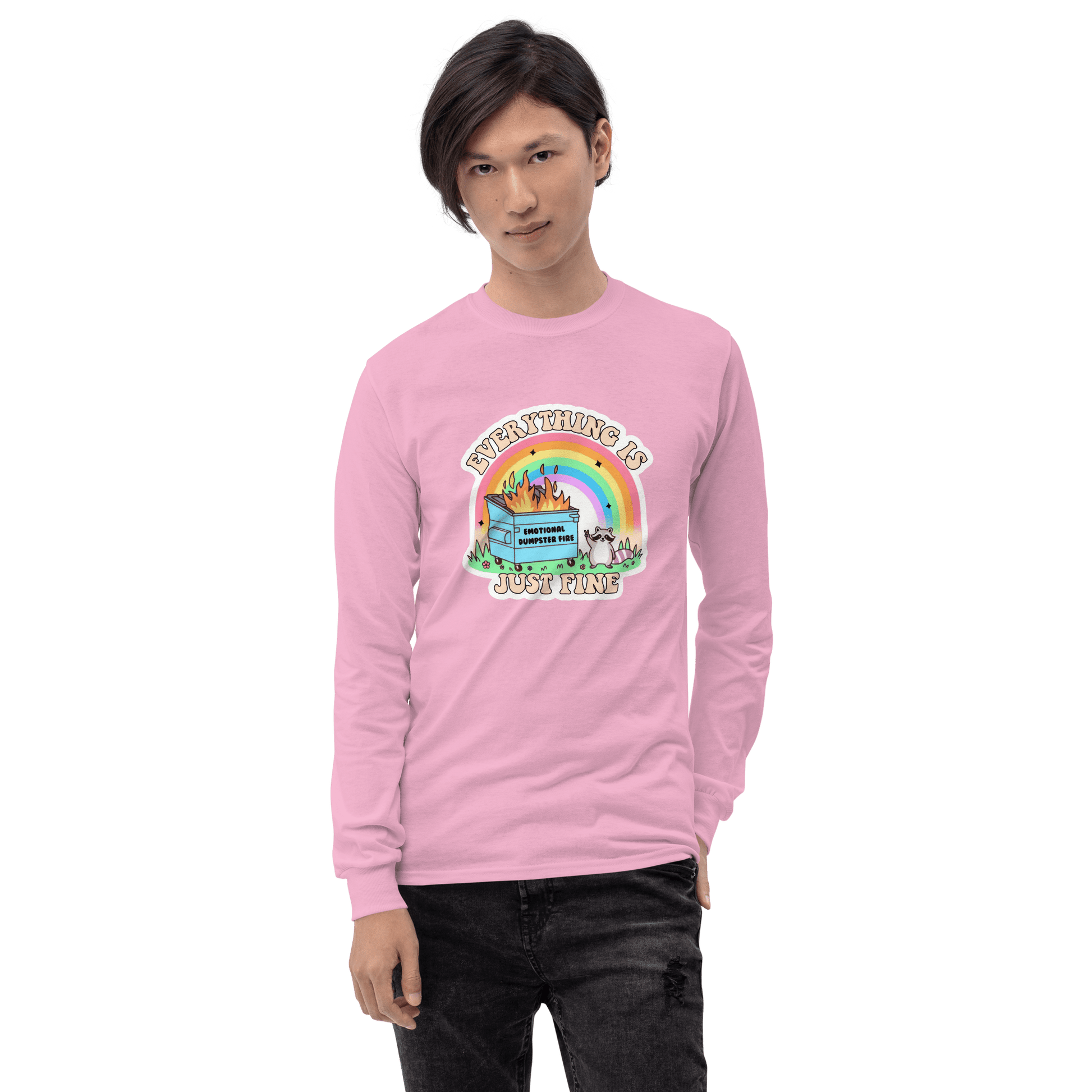 Everything Is Just Fine Long Sleeve T-Shirt Meme - Sport Grey | Shirtposting