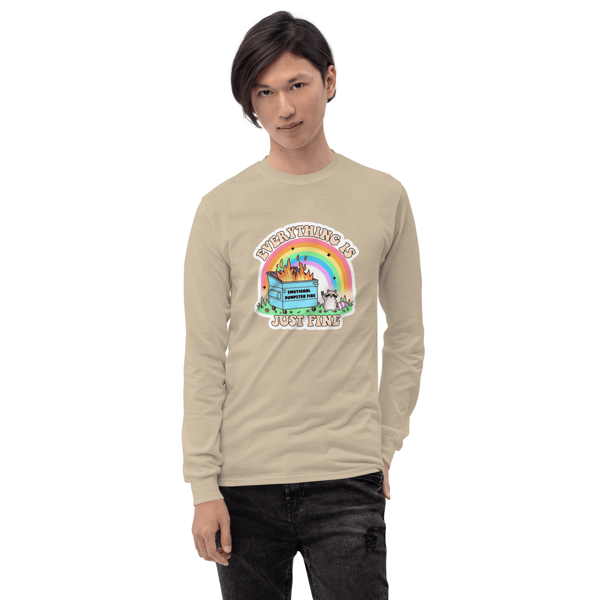 Everything Is Just Fine Long Sleeve T-Shirt Meme - Sport Grey | Shirtposting