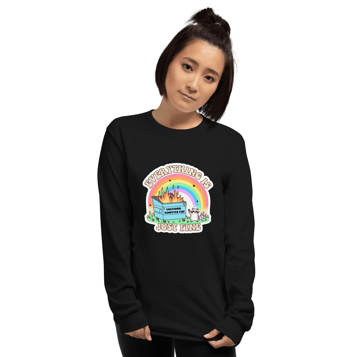 Everything Is Just Fine Long Sleeve T-Shirt Meme - Sport Grey | Shirtposting