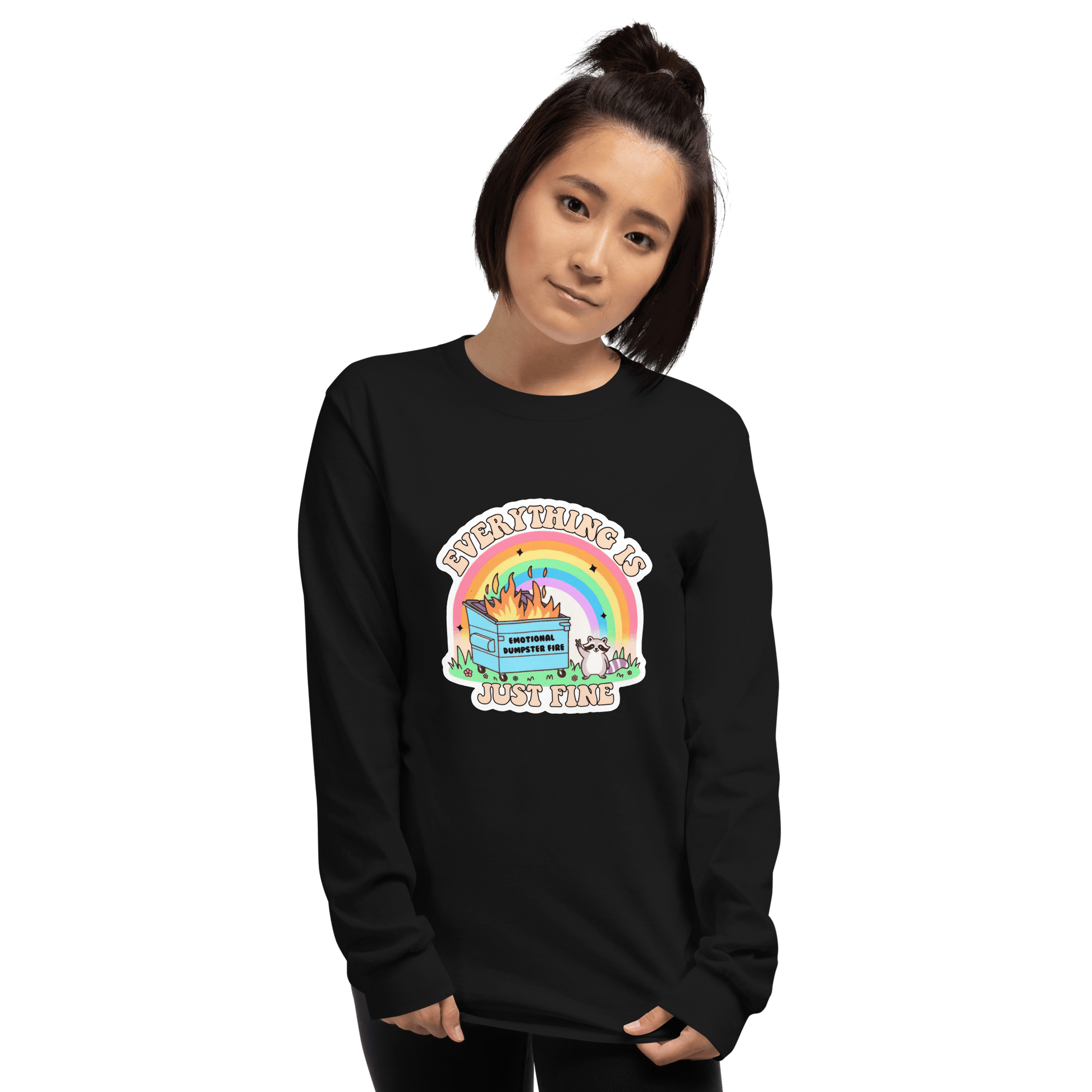 Everything Is Just Fine Long Sleeve T-Shirt Meme - Sport Grey | Shirtposting