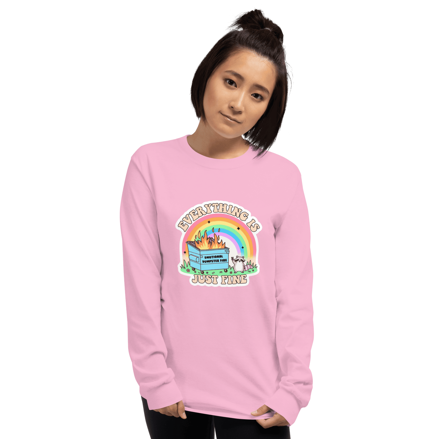 Everything Is Just Fine Long Sleeve T-Shirt Meme - Sport Grey | Shirtposting