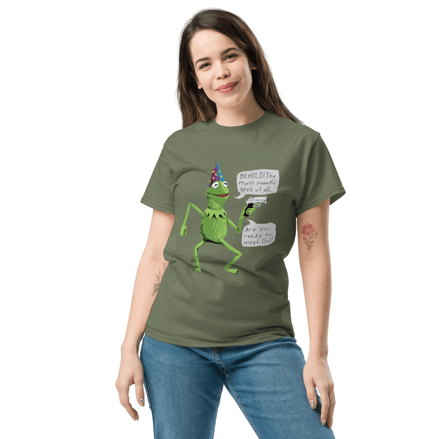 Frog Meme Classic T-Shirt Meme - Military Green | Shirtposting