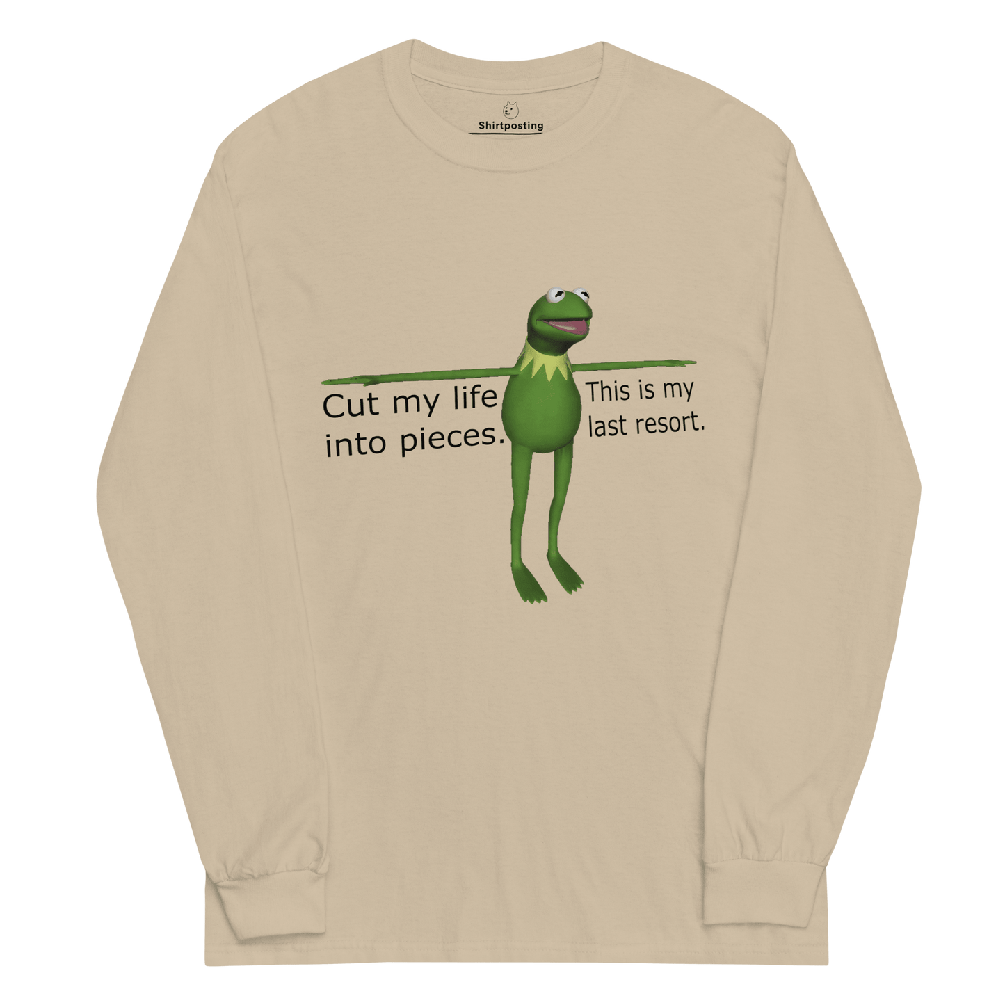 Frog Meme Long Sleeve T-Shirt Meme - Sand | Shirtposting