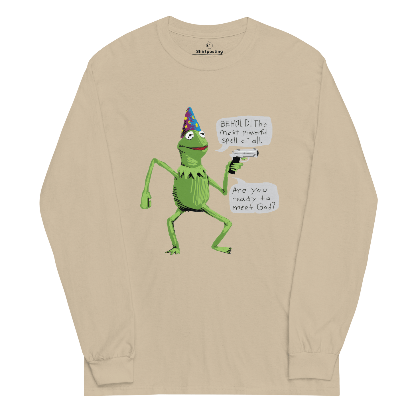 Frog Meme Long Sleeve T-Shirt Meme - Sand | Shirtposting