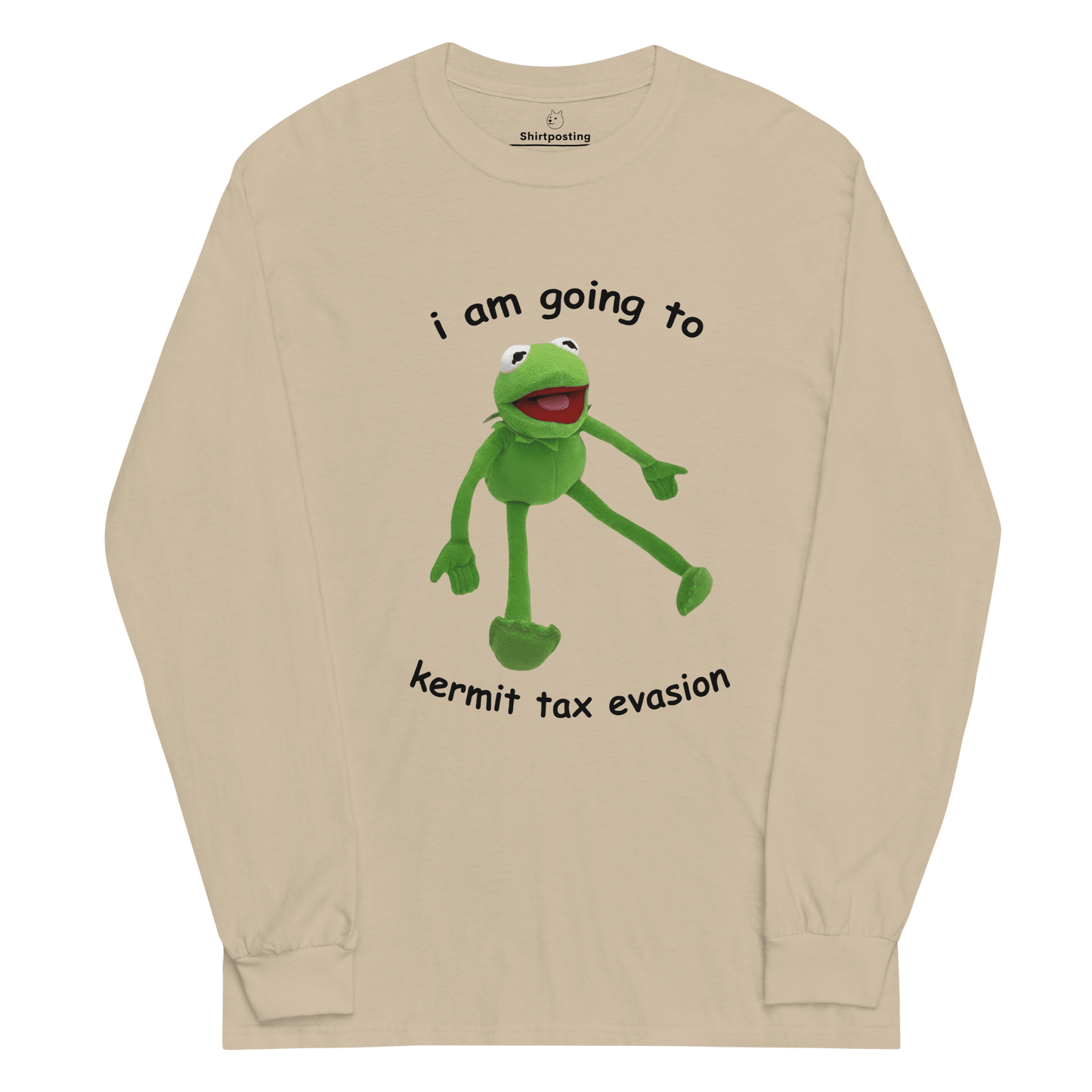 Frog Meme Long Sleeve T-Shirt Meme - Sand | Shirtposting