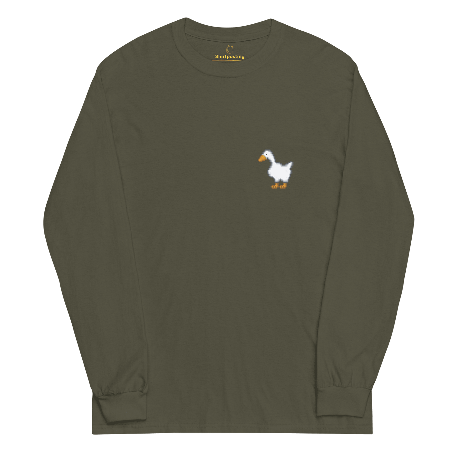 Goose Long Sleeve T-Shirt Meme - Military Green | Shirtposting