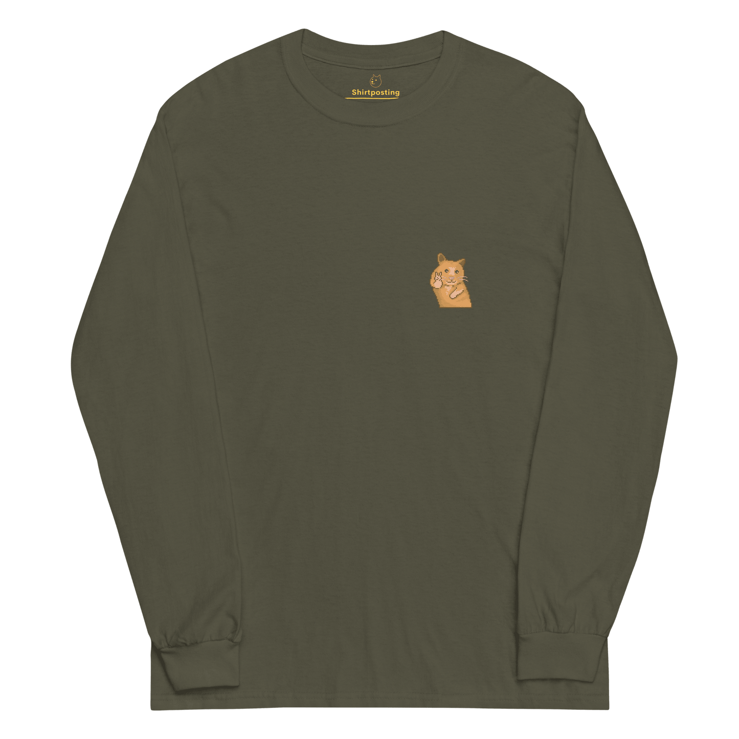 Hamster Long Sleeve T-Shirt Meme - Military Green | Shirtposting