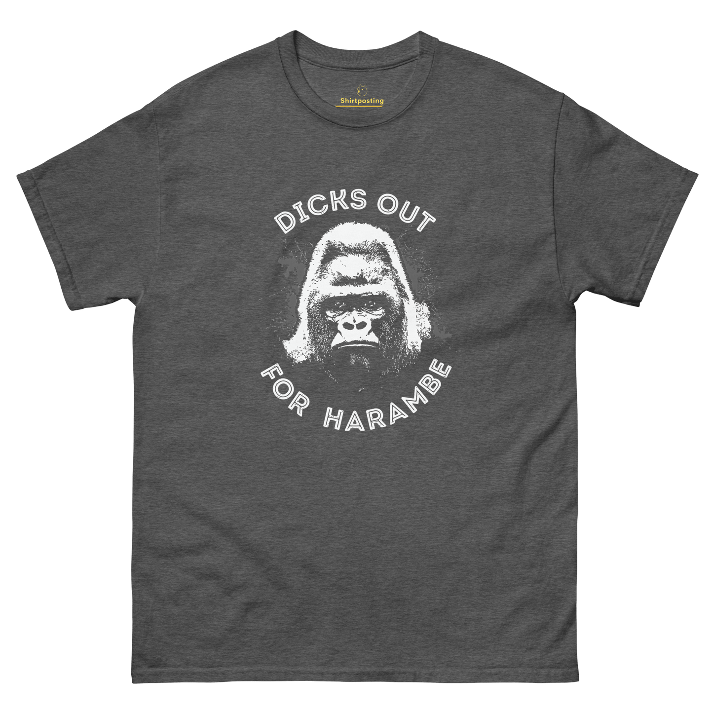 Harambe Classic T-Shirt Meme - Dark Heather | Shirtposting