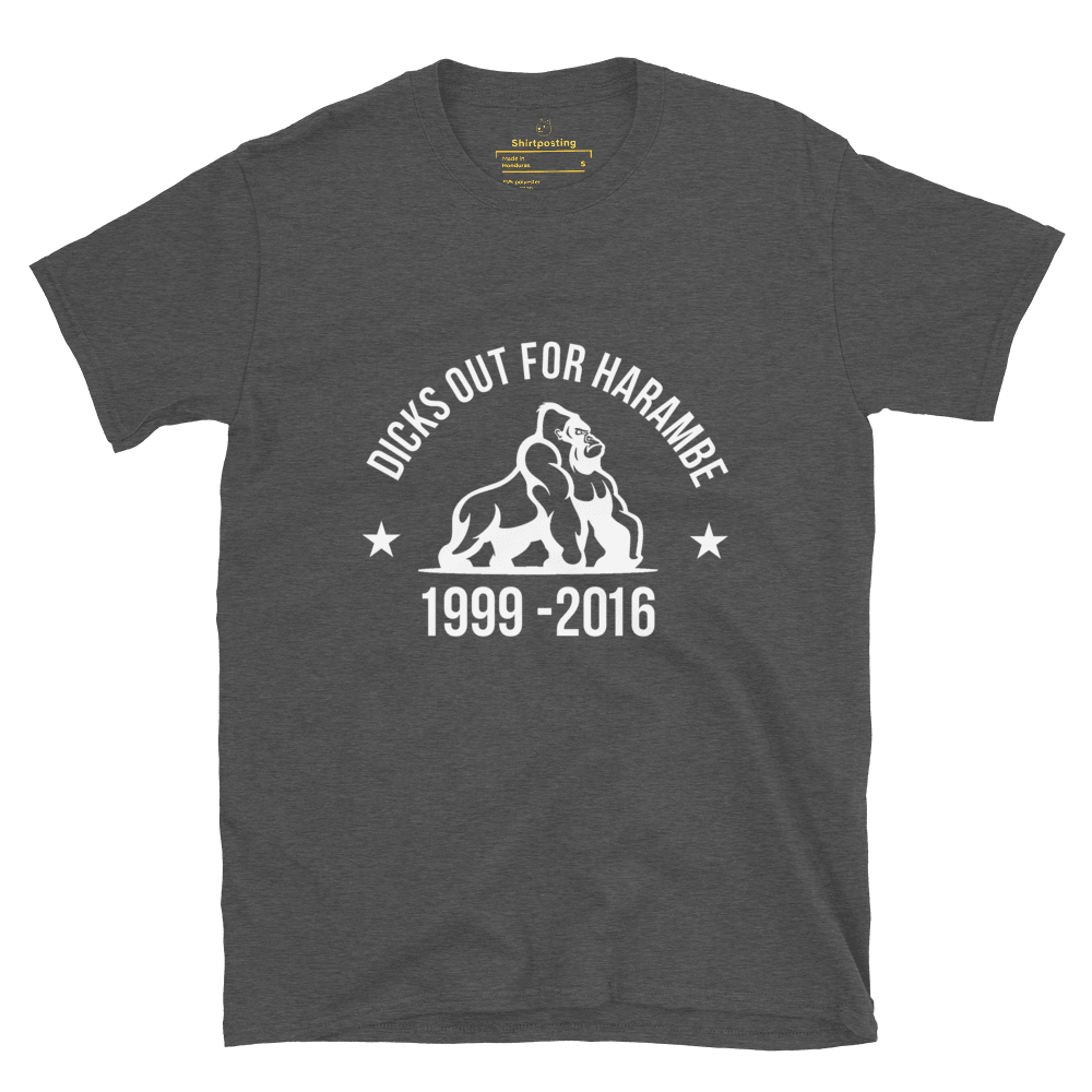 Harambe Classic T-Shirt Meme - Dark Heather Grey | Shirtposting