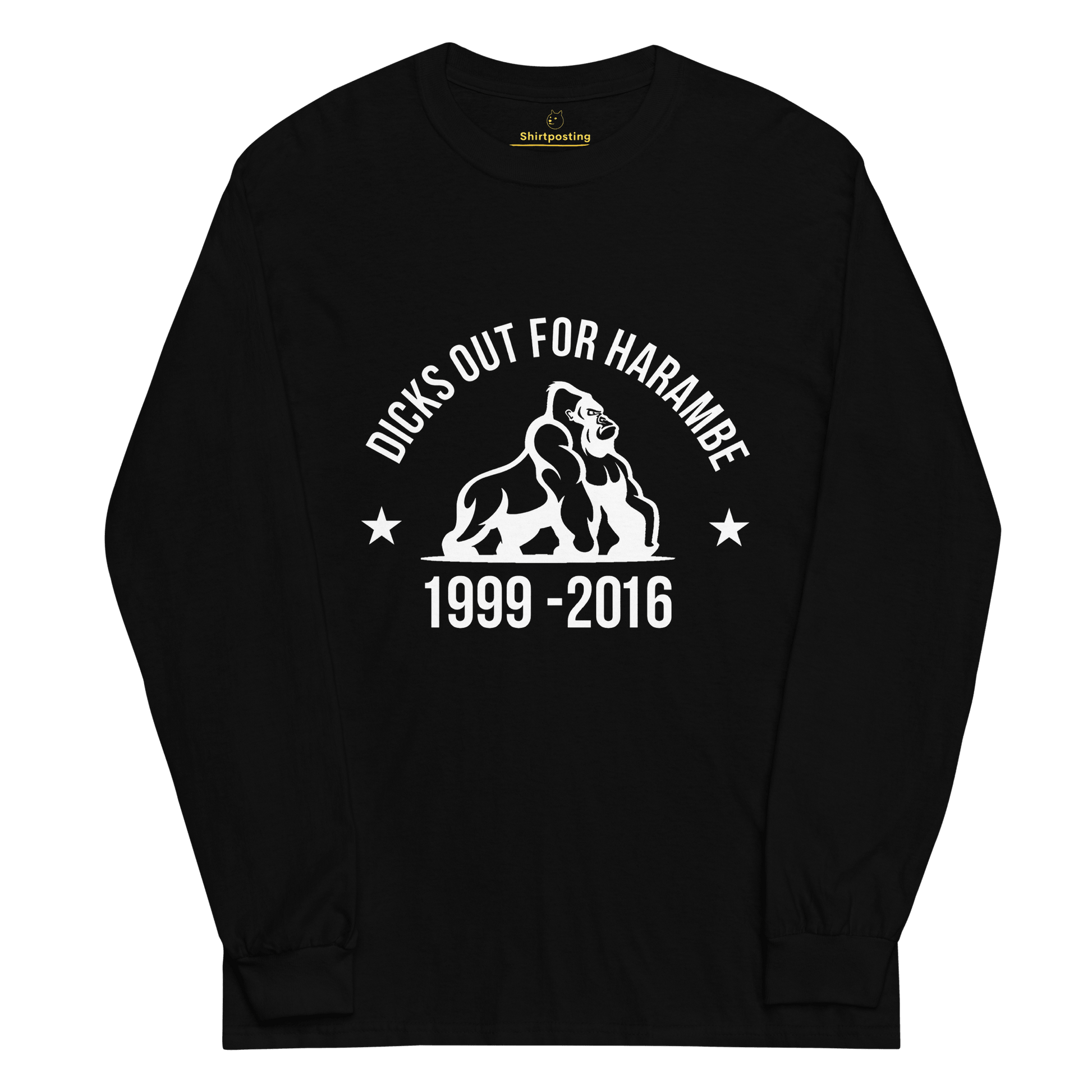 Harambe Long Sleeve T-Shirt Meme - Black | Shirtposting