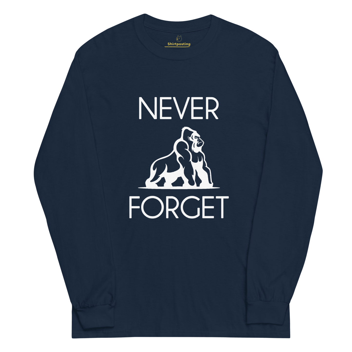 Harambe Long Sleeve T-Shirt Meme - Navy | Shirtposting