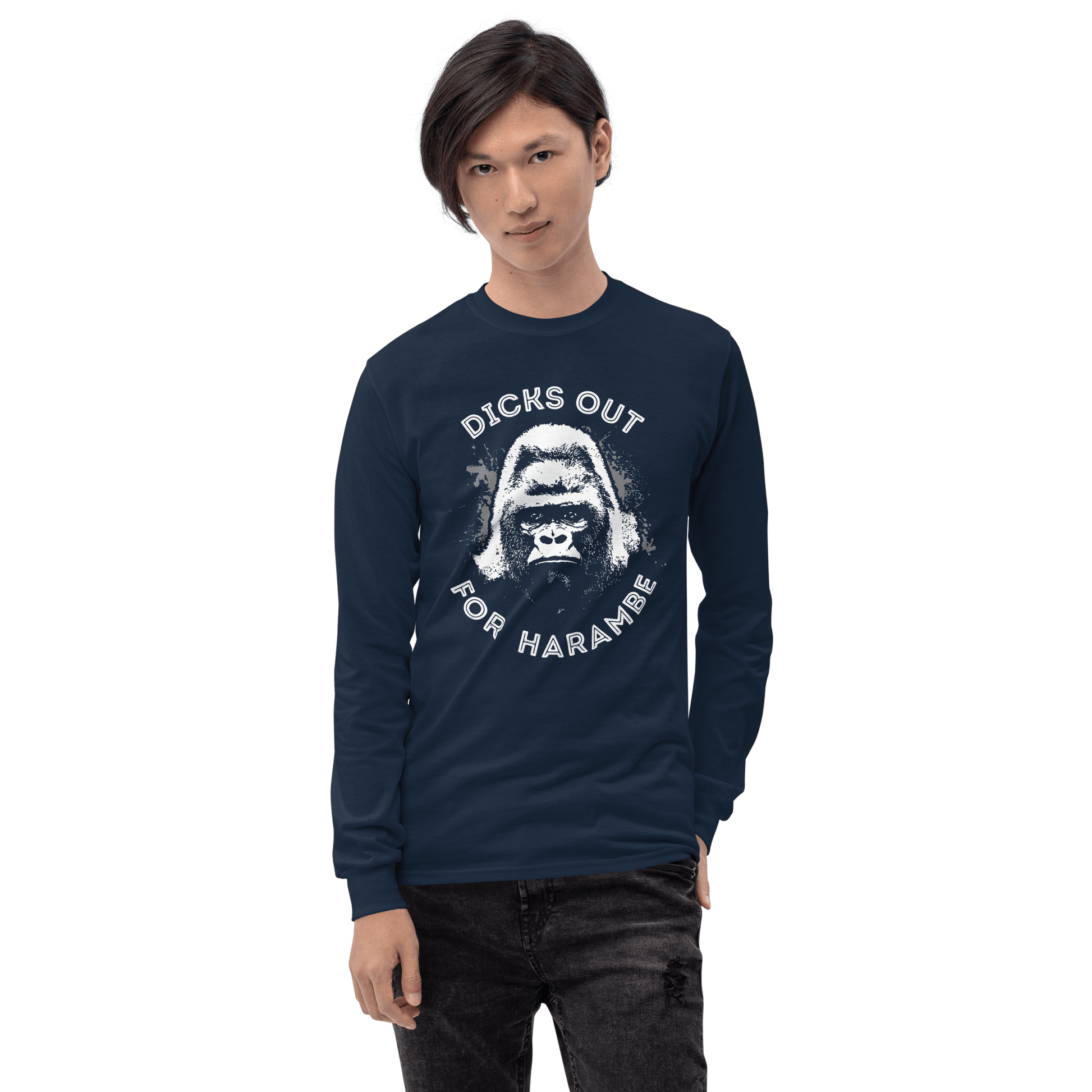 Harambe Long Sleeve T-Shirt Meme - Navy | Shirtposting