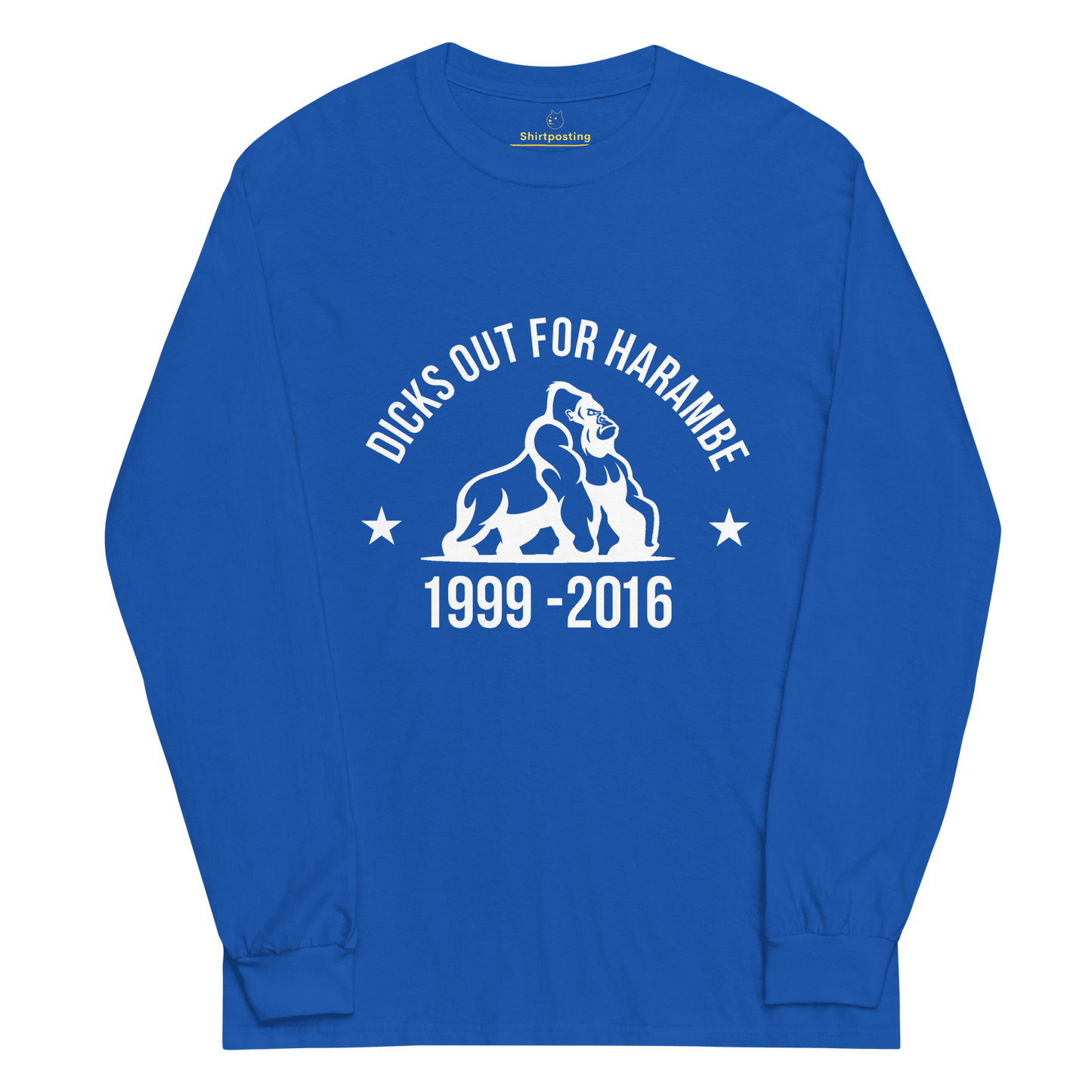 Harambe Long Sleeve T-Shirt Meme - Royal | Shirtposting
