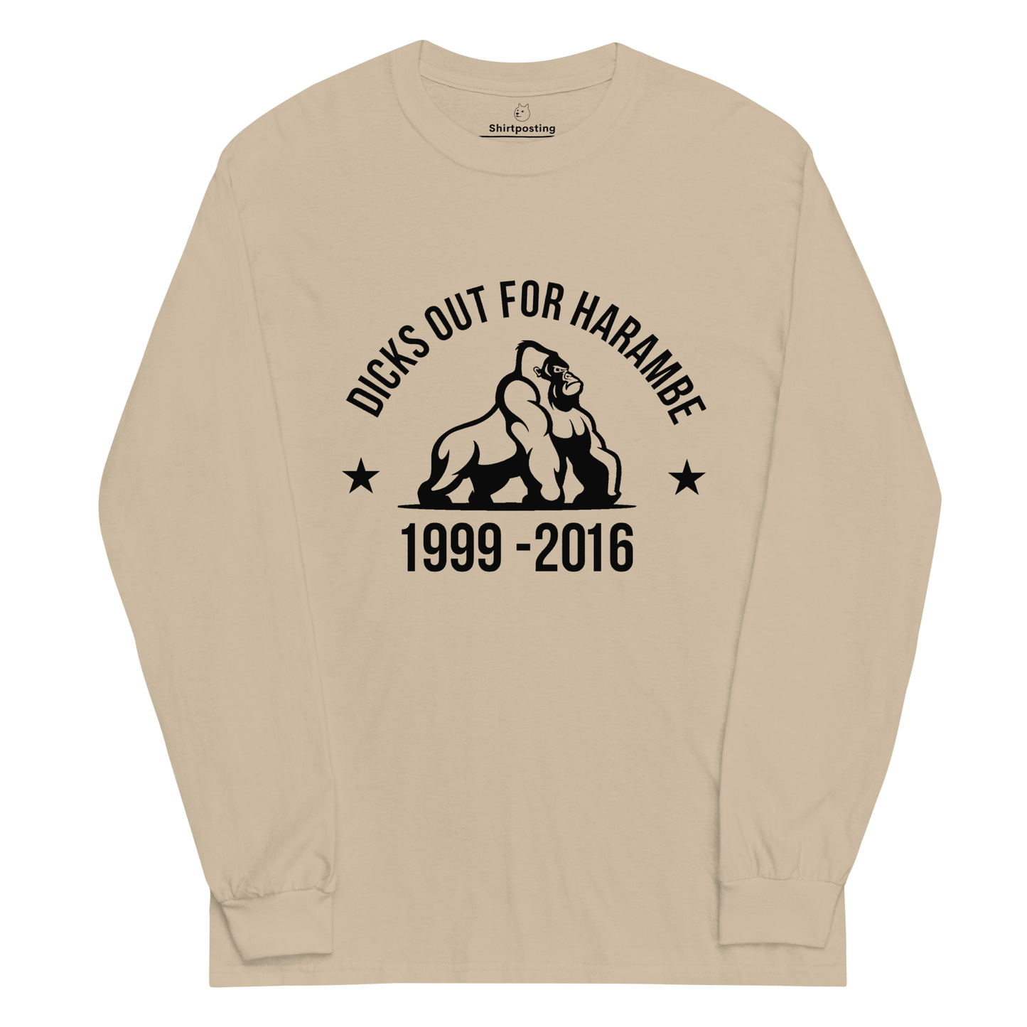 Harambe Long Sleeve T-Shirt Meme - Sand | Shirtposting