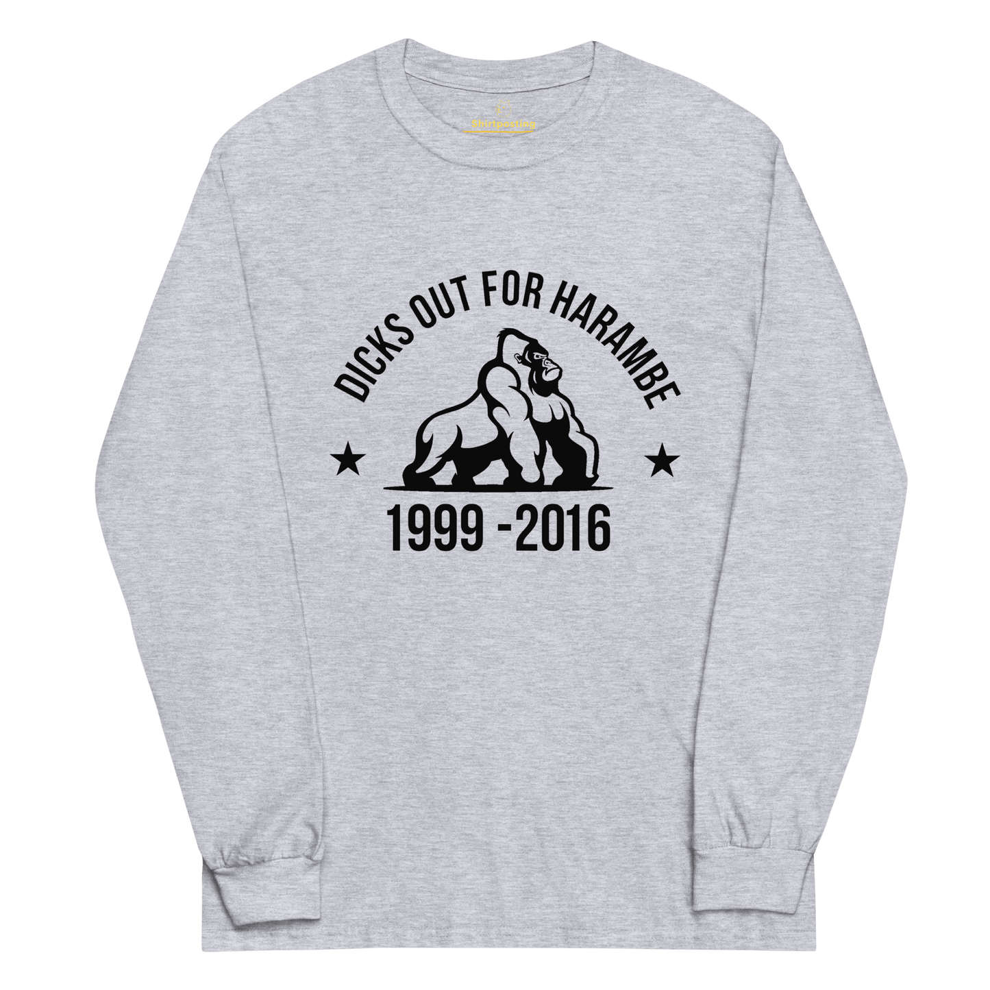 Harambe Long Sleeve T-Shirt Meme - Sport Grey | Shirtposting