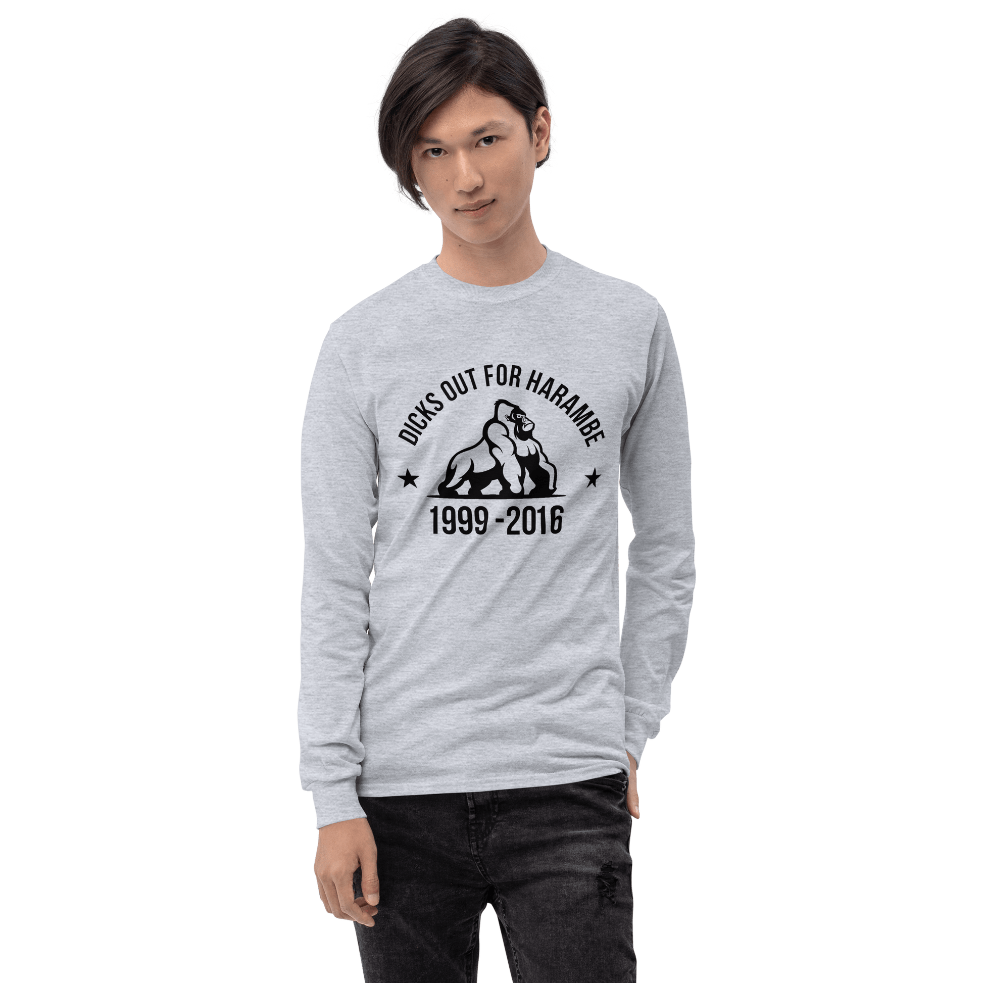 Harambe Long Sleeve T-Shirt Meme - Sport Grey | Shirtposting