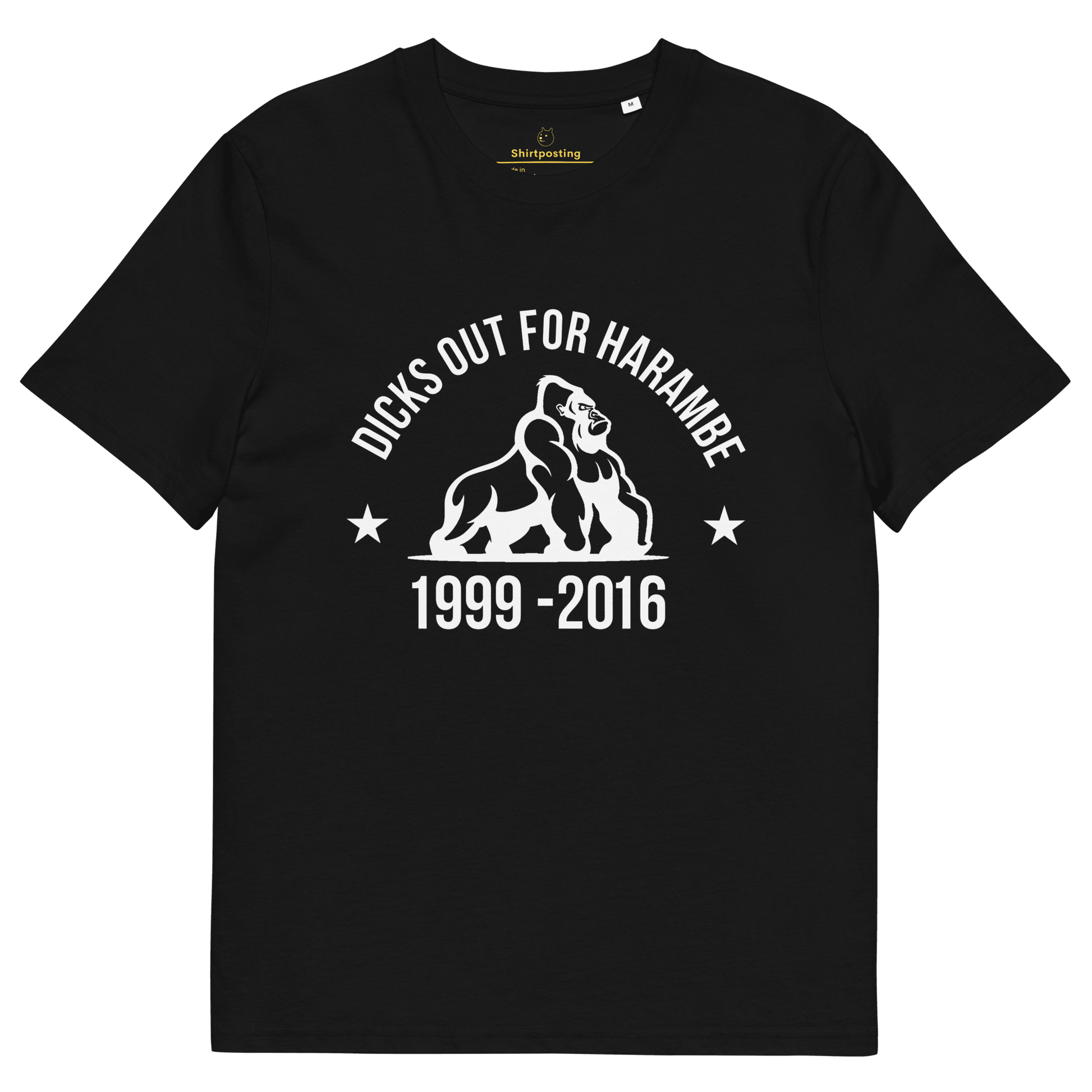 Harambe Premium Organic T-Shirt Meme - Black | Shirtposting