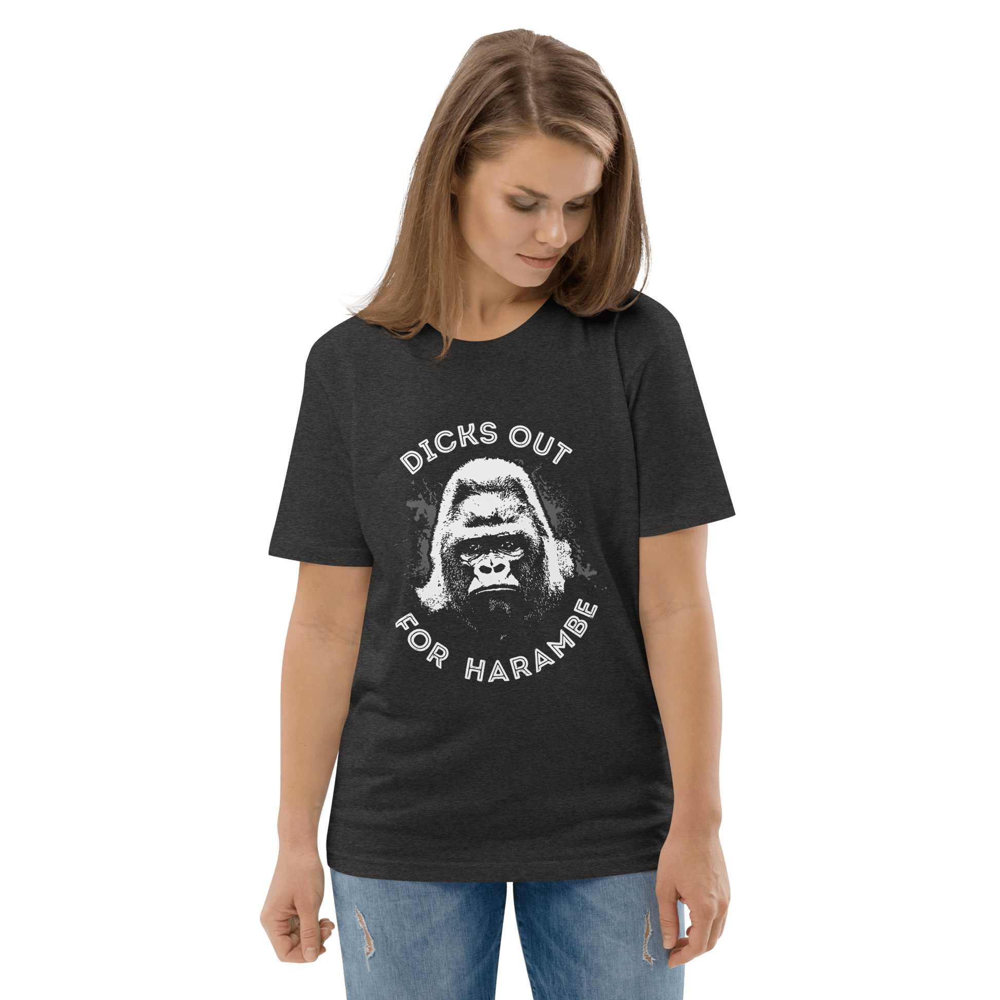 Harambe Premium Organic T-Shirt Meme - Dark Heather Grey | Shirtposting