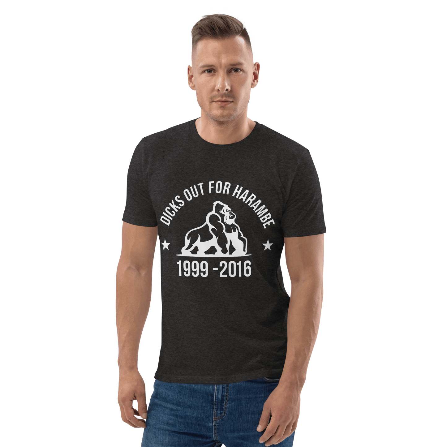Harambe Premium Organic T-Shirt Meme - Dark Heather Grey | Shirtposting