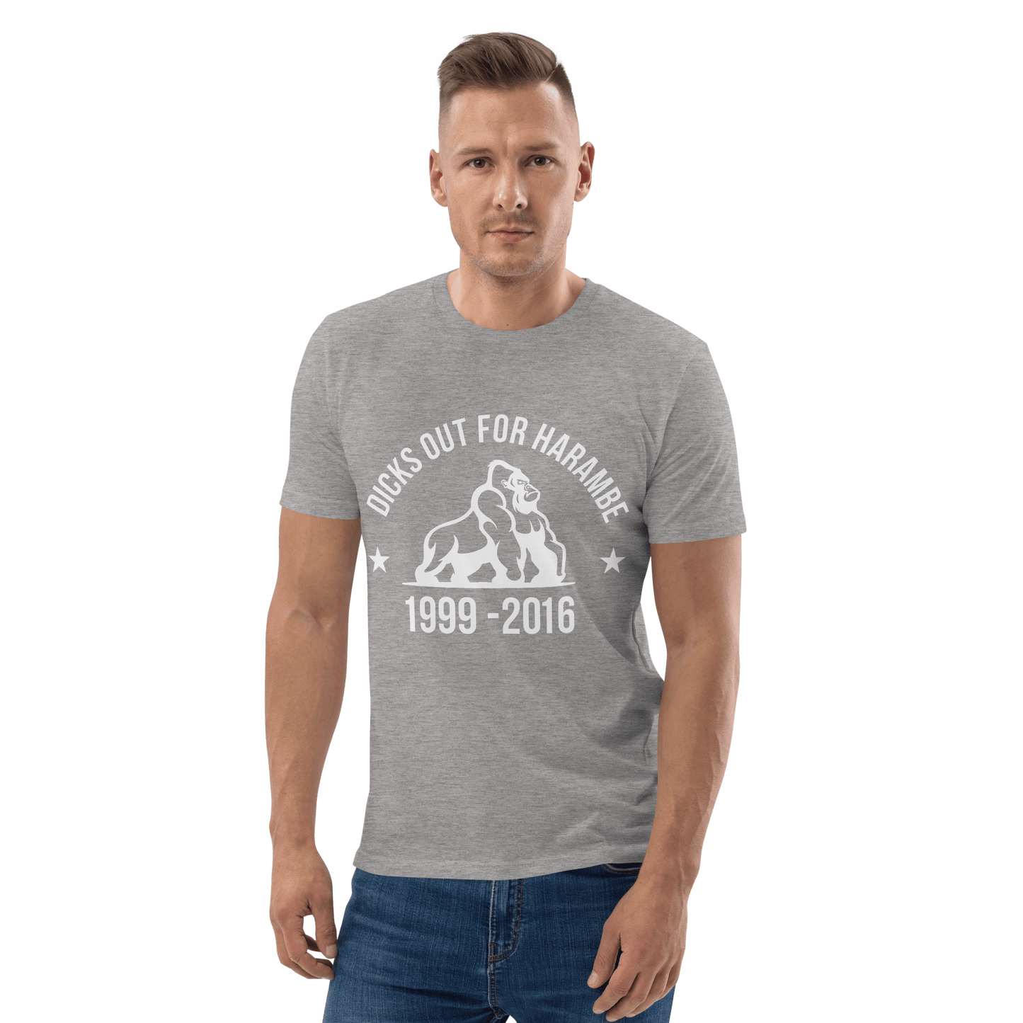 Harambe Premium Organic T-Shirt Meme - Dark Heather Grey | Shirtposting